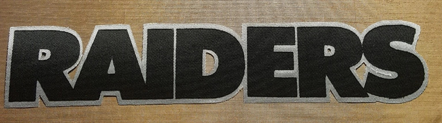 HUGE RAIDERS IRON-ON PATCH - 2.18" x 10.5"  MANY COLORS AVAILABLE!!