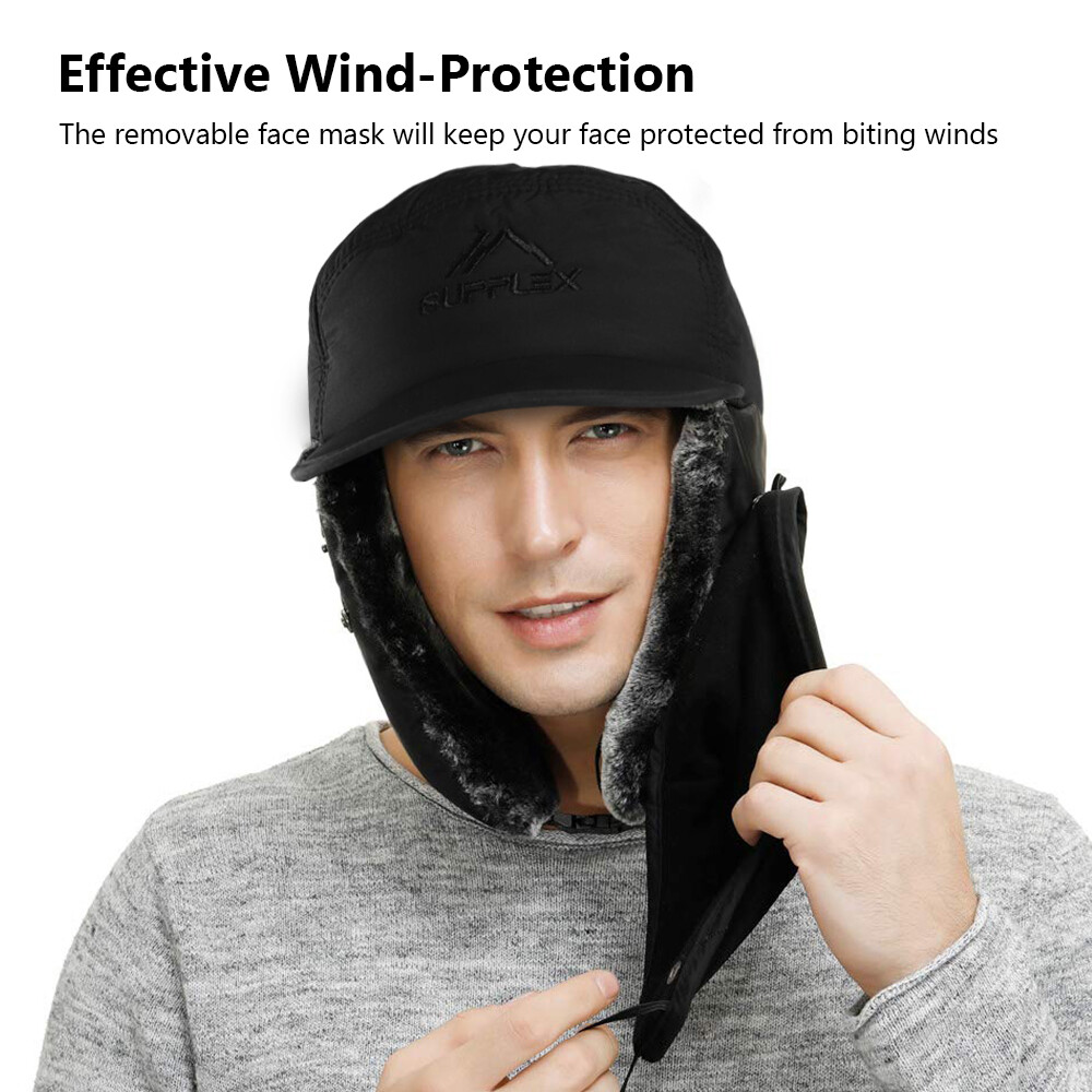 Men Winter Trapper Hat Ear Flap Face Mask Aviator Ushanka Warm Windproof Cap