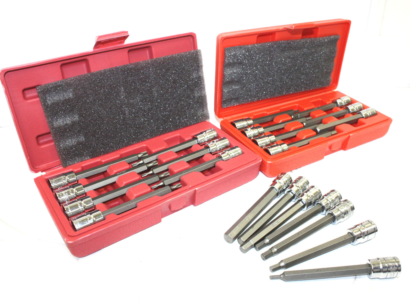 21pc 3/8" DRIVE METRIC SAE 4-1/2" EXTRA LONG SHANK HEX TORX BIT SOCKET SET