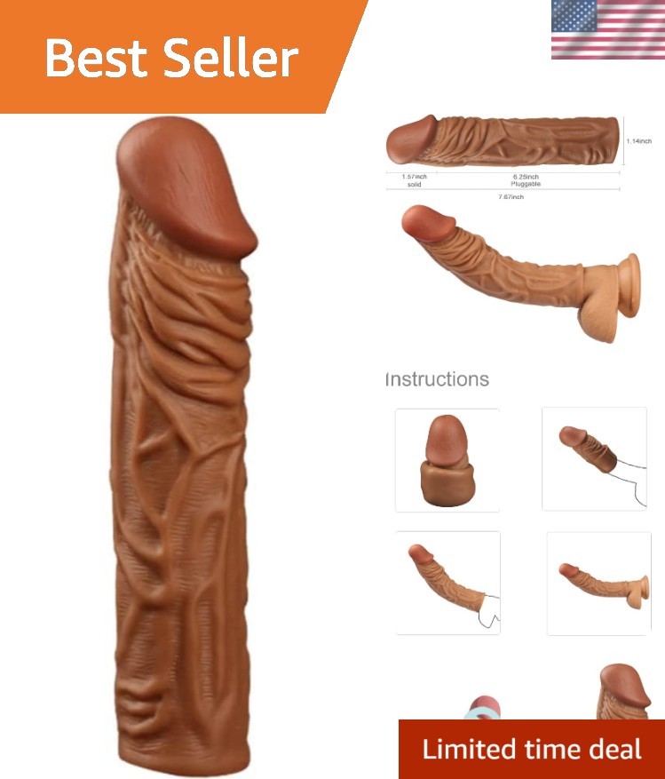 Ribbed Soft Silicone Penis Extender Sleeve – 35% Girth Boost, Flesh Color