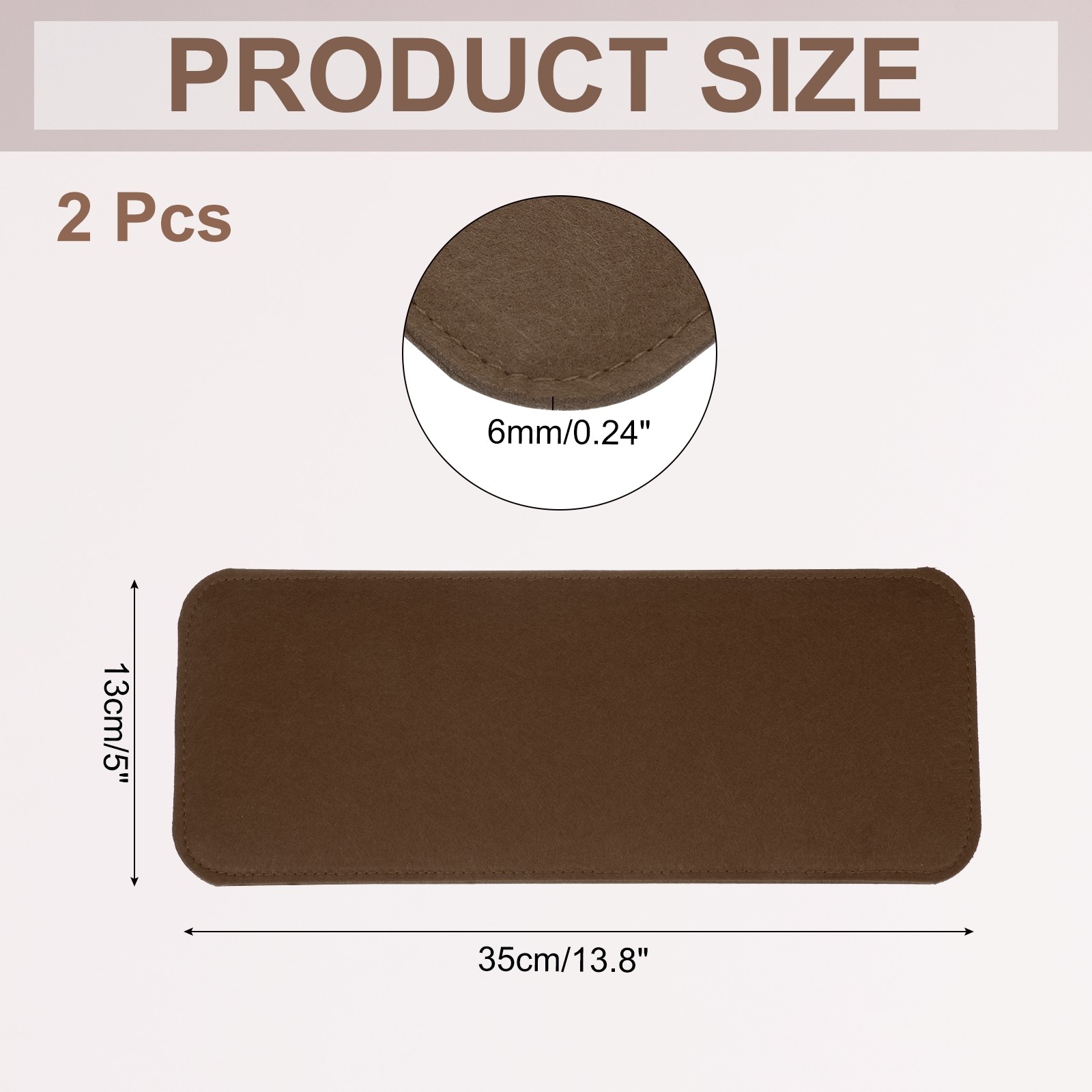 2Pcs Felt Base Shaper 13.8x5 Inch Rectangle Bag Bottom Shaper Pad Coffee