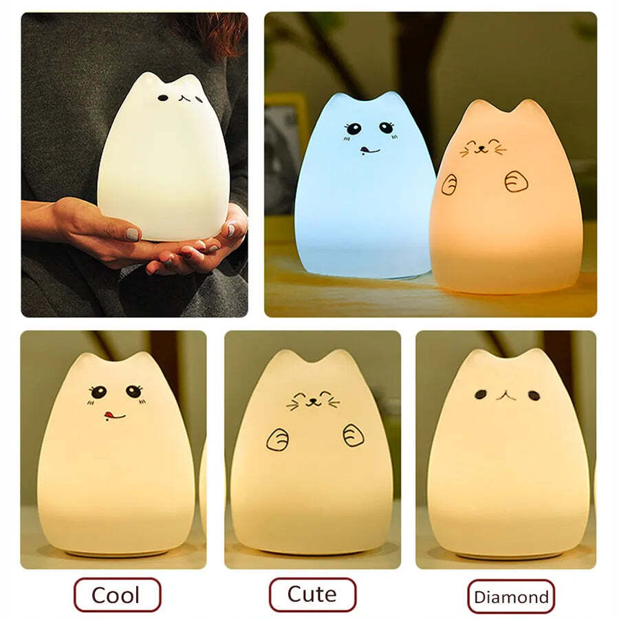 LED Silicone Kitten Night Light