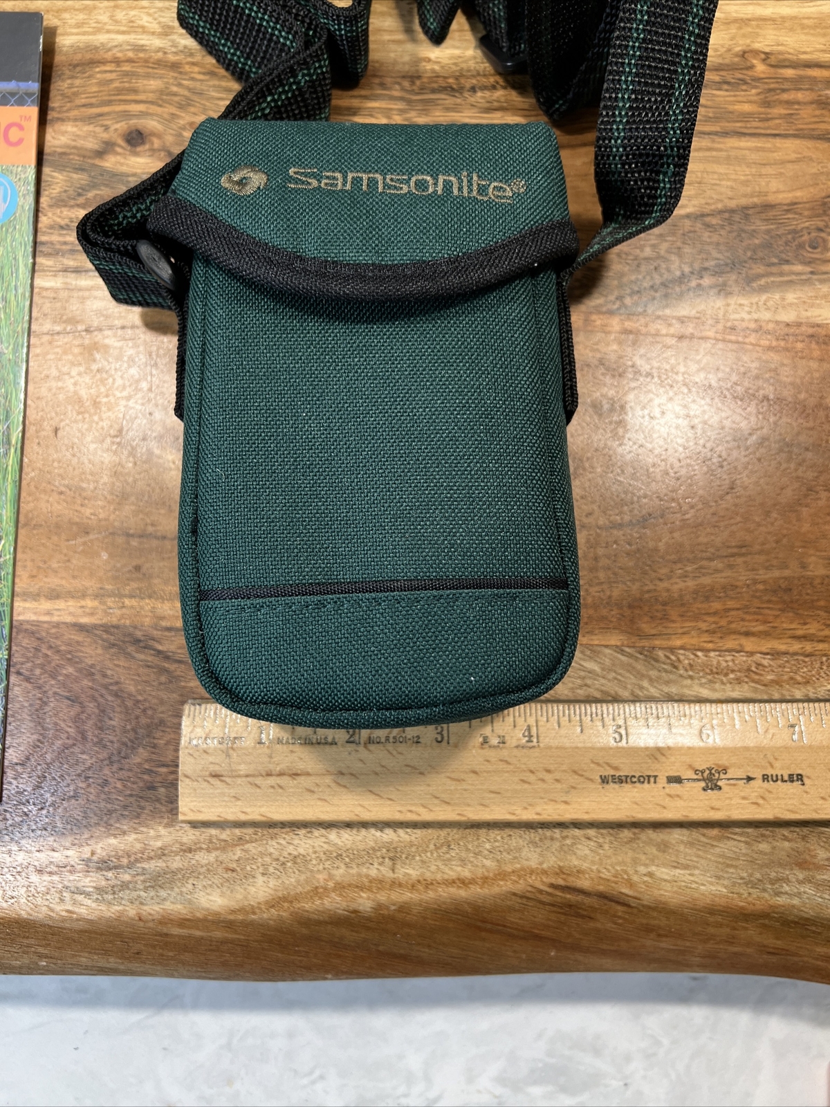 Vintage Samsonite Camera Case Green 6”x4”x 2” Canvas Adjustable Handle - NEW