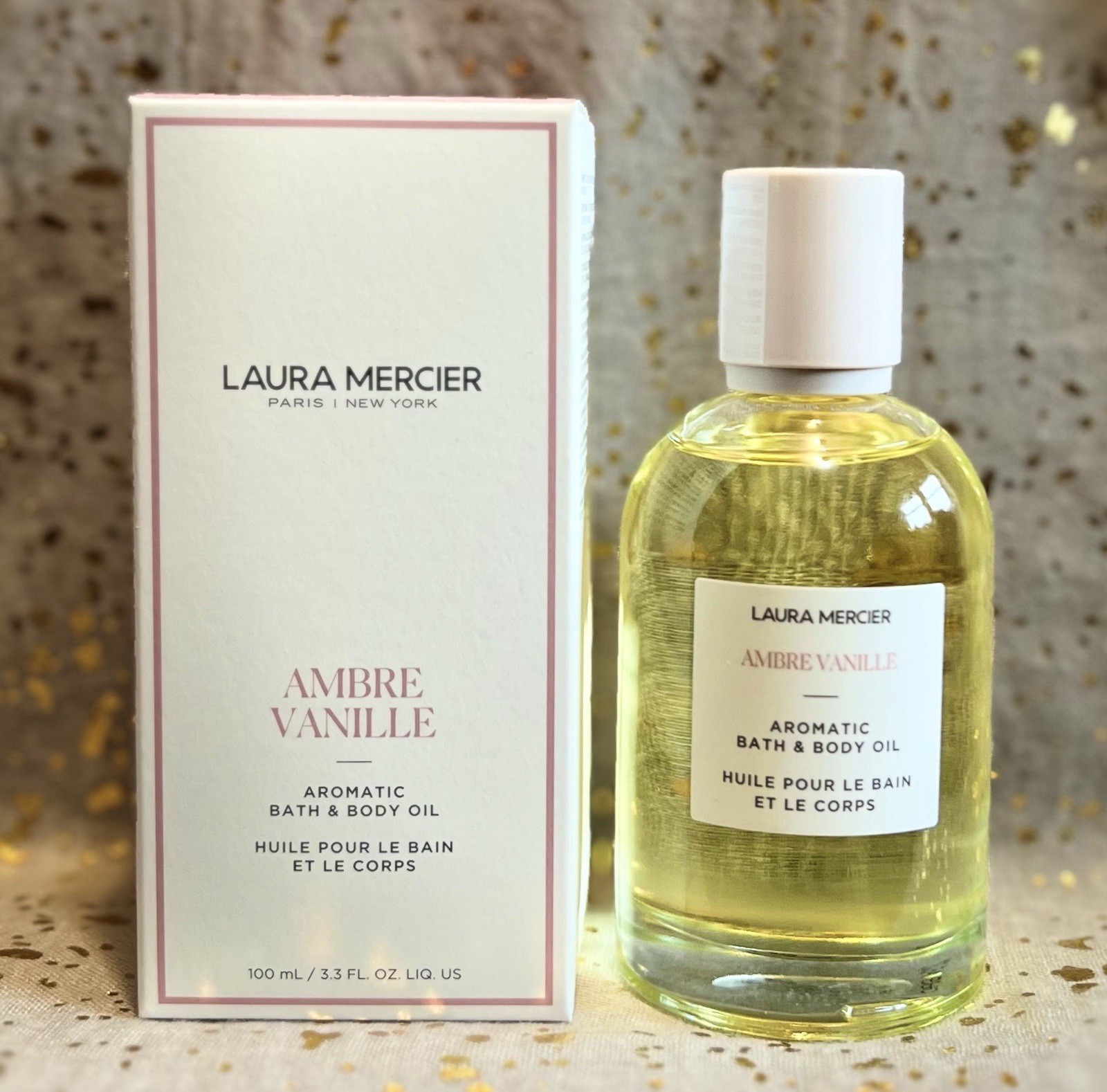 Laura Mercier~Ambre Vanille~Aromatic Bath & Body Oil~100ml/3.3oz~Full Size~NIB~