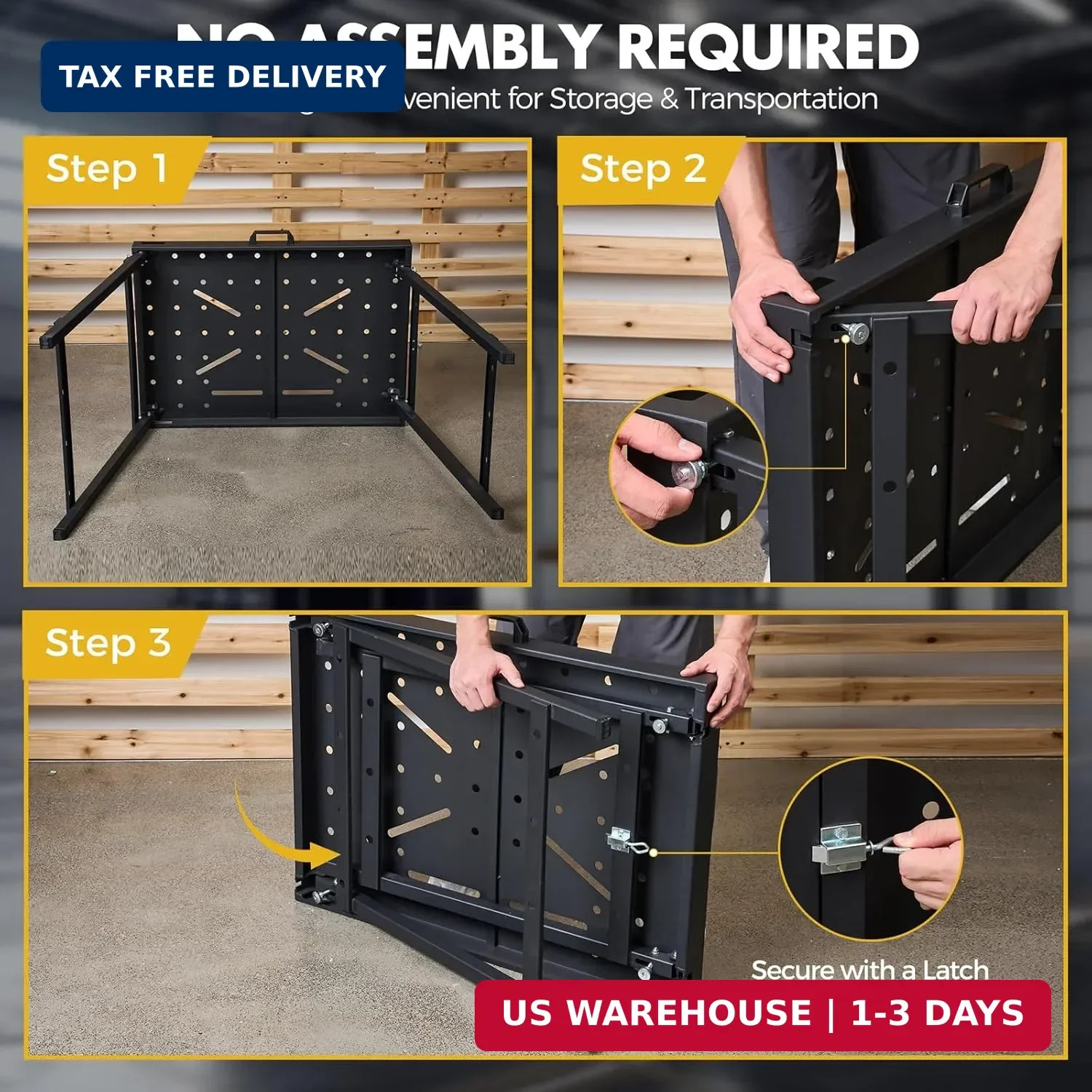 Welding Table Foldable Work Bench, Black | 1000LBS Capacity Heavy-Duty St