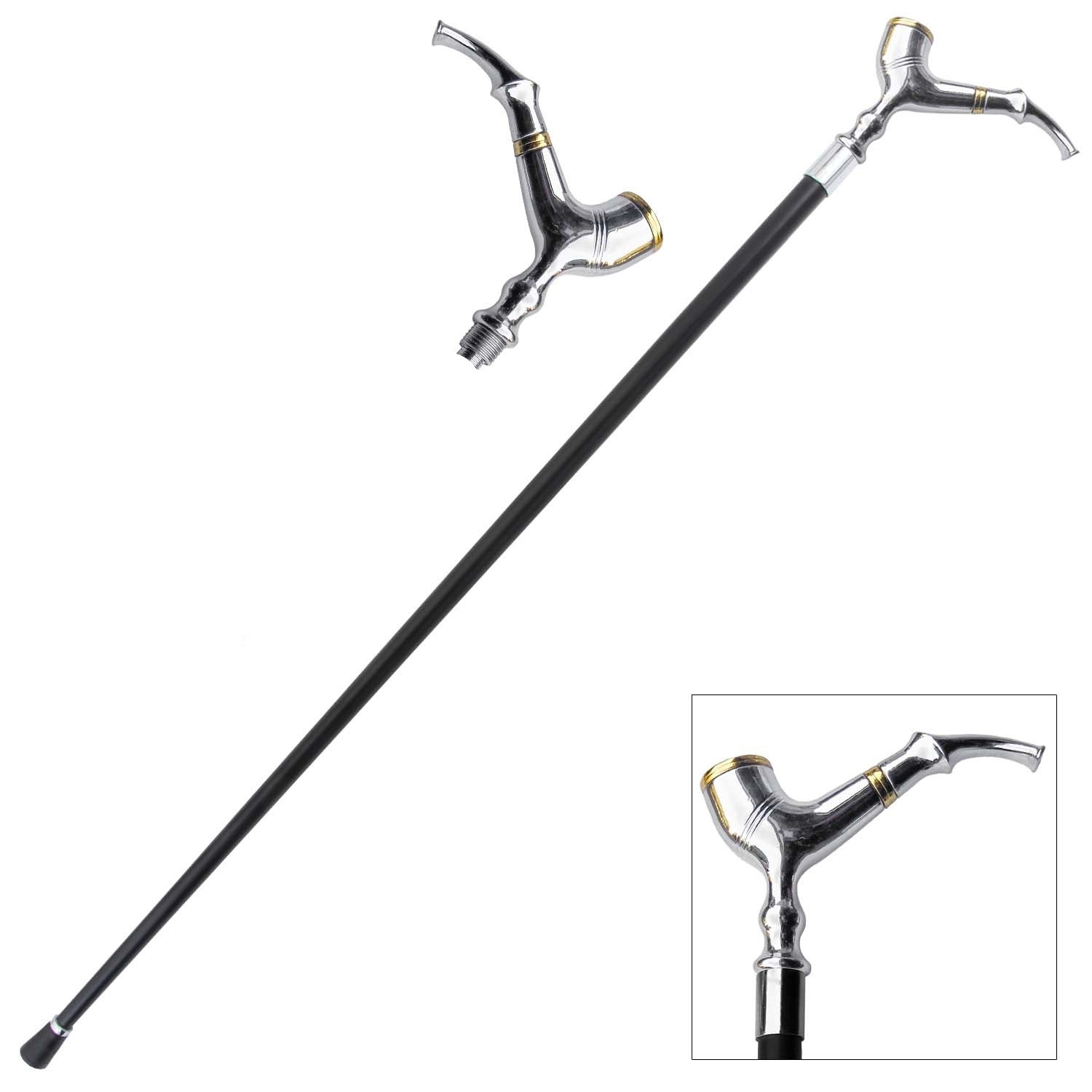 Smoking Pipe Style Walking Cane with Mobility Stick Rubber Foot