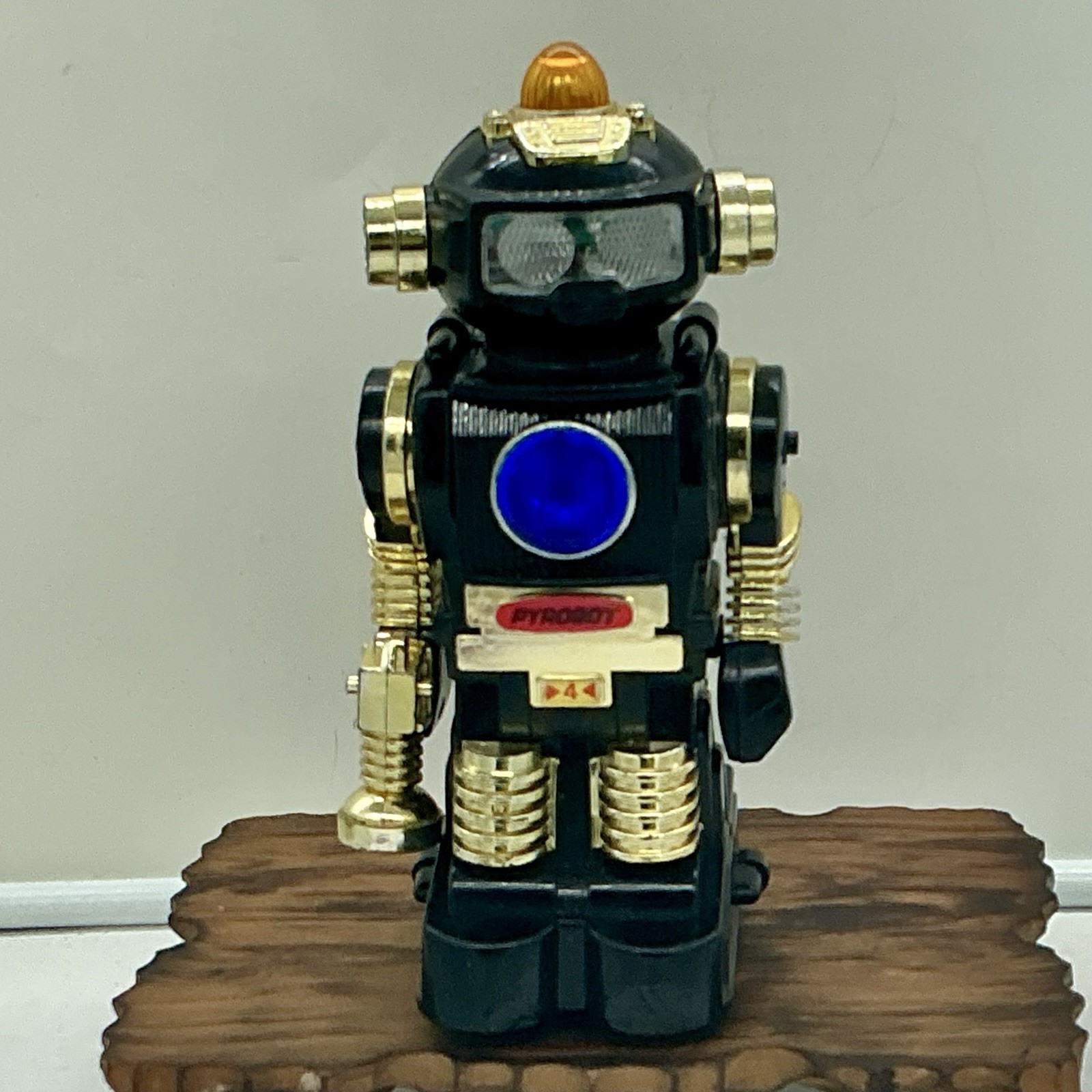 Vintage 1985 Botoy Pyrobot 8" Tall Toy Robot from Tai Way Toys Lights Work READ