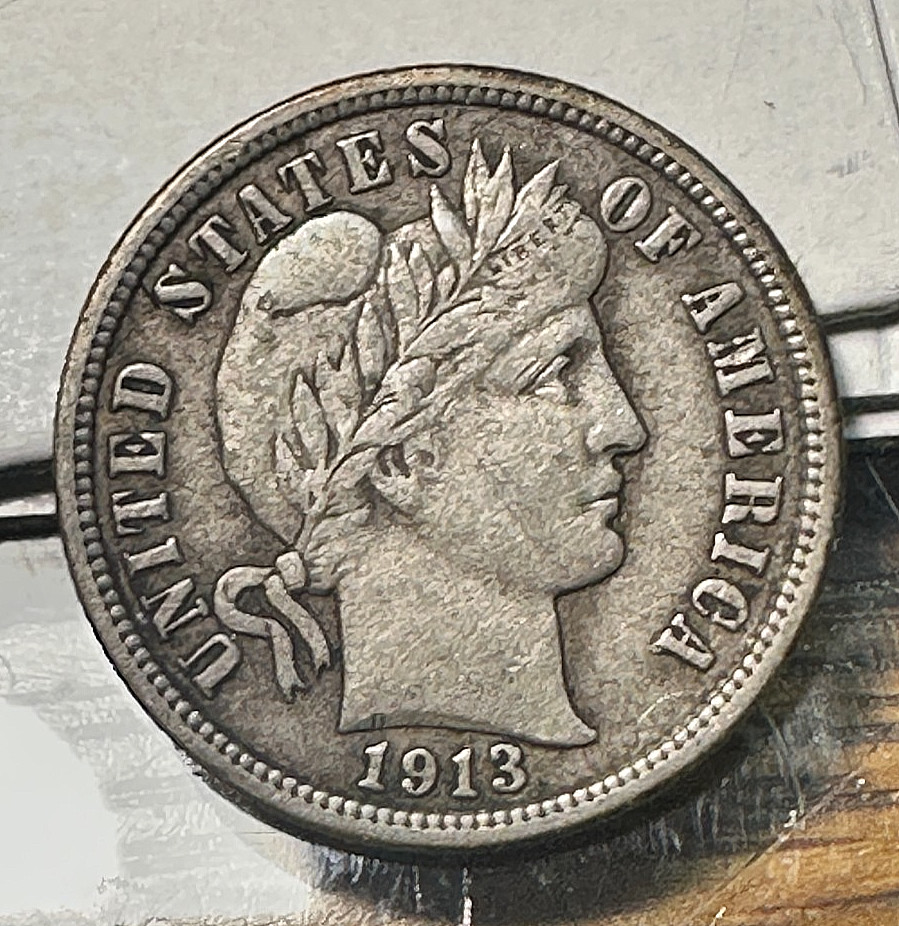 1913 Barber Dime Nice Original Choice XF CHRC
