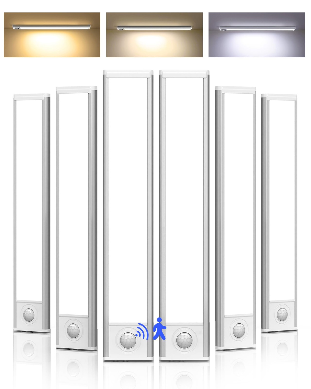 6-Pack Under Cabinet Lighting Wireless, LED Motion Sensor Light Indoor, Recha...