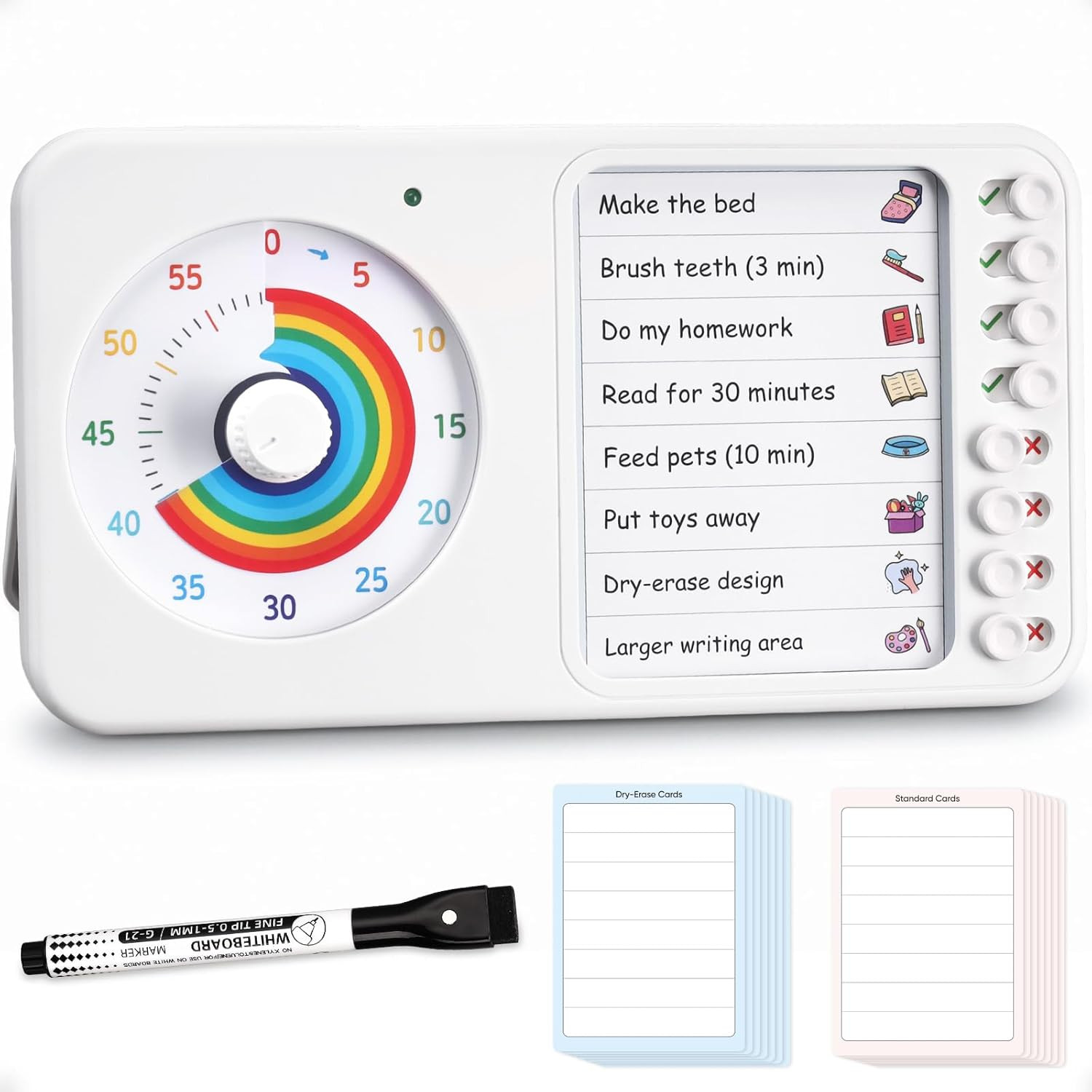 2-In-1 Visual Timer ADHD with Task Board, To-Do List, Checklist | Dry Erase Chor