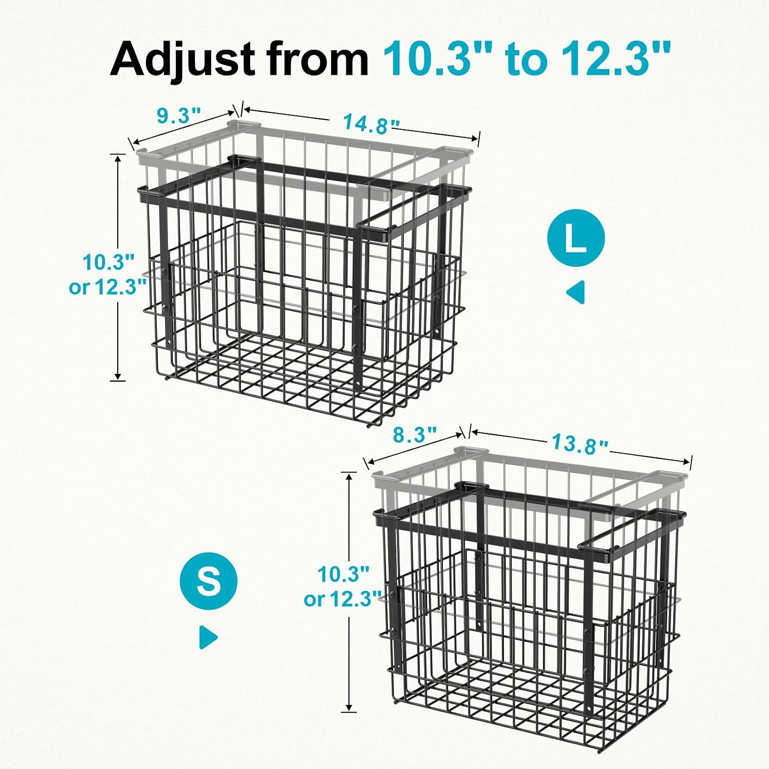 Deep Freezer Organizer Bins - Height-Adjustable Fit 12" Pizza, 2Pcs | Extra Larg