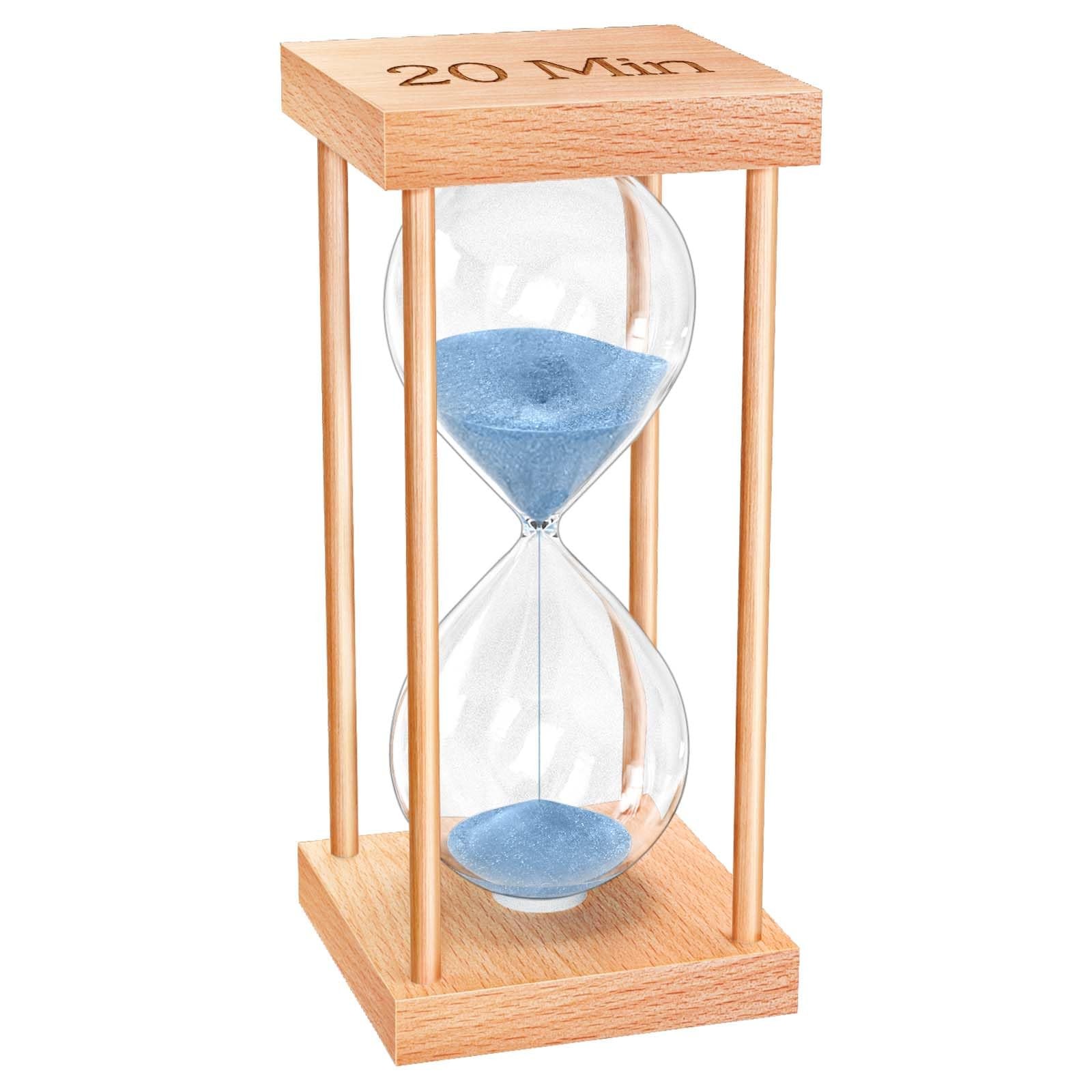ABXKZ 20 Minute Sand Timer, 20 Min Wood Small Hourglass 20 Min, Blue