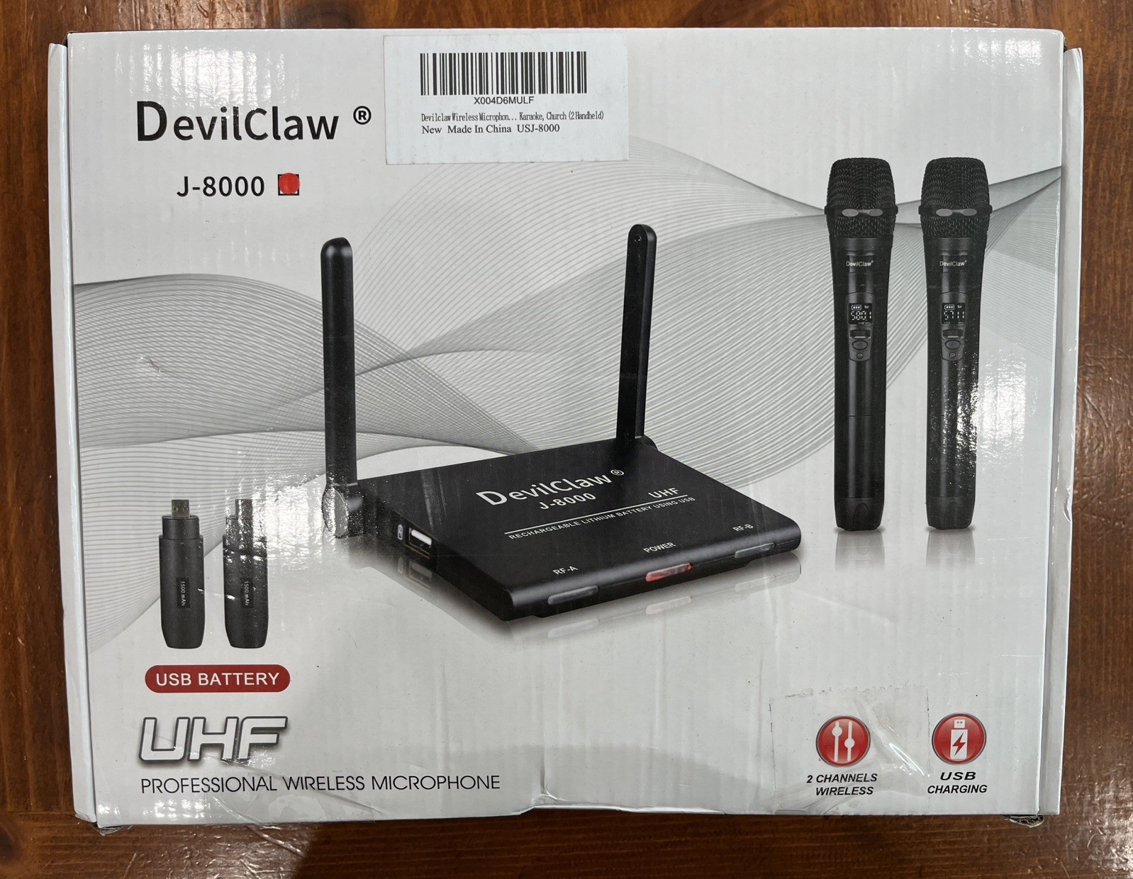 Devil Claw J-8000 Wireless Microphone System, 2 Dual Wireless Mics 262ft Range
