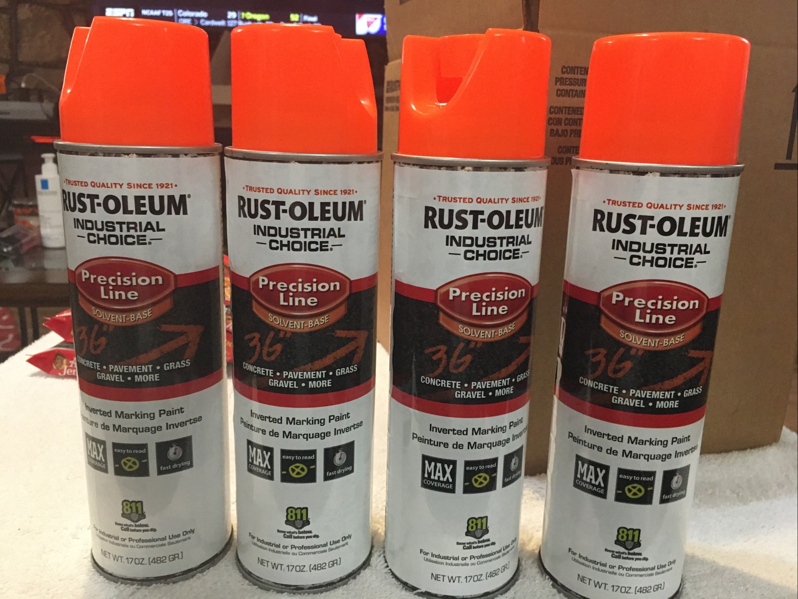 Rust-Oleum (4 Pack) Precision Line Inverted Marking Paint Fluorescent Orange