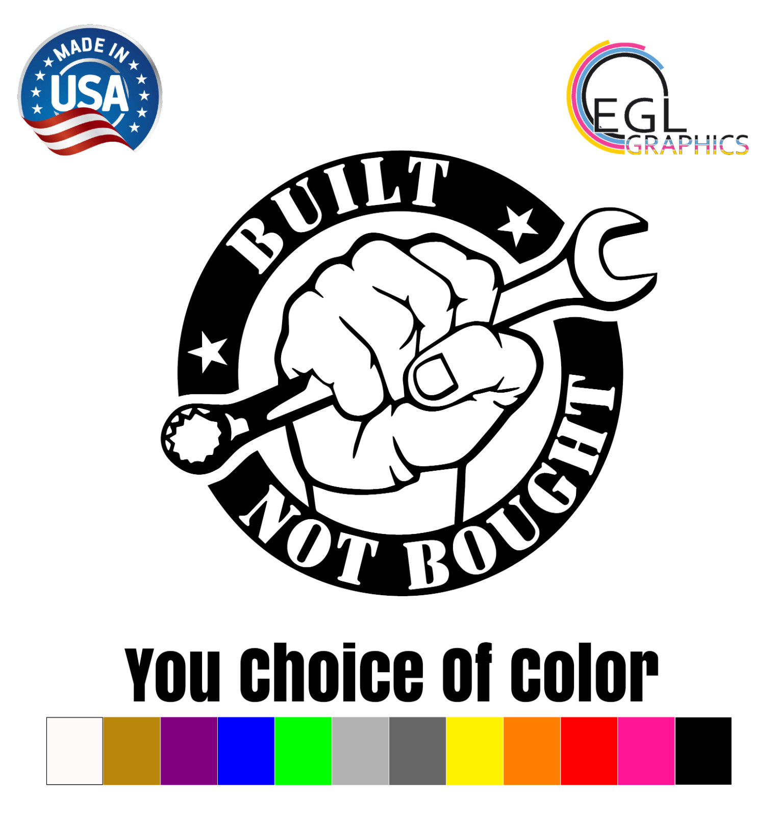 Built Not Bought Mechanic Funny DieCut Vinyl Window Decal Sticker Car Truck JDM