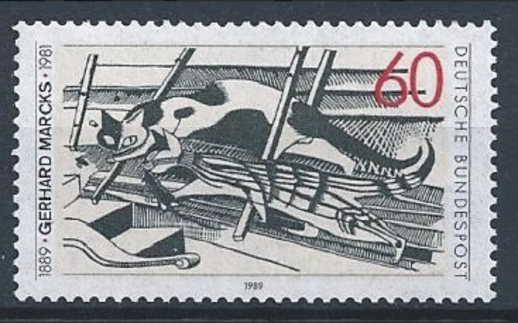 BRD FRG #Mi1410 MNH 1989 Cats Attic Woodcut Gerhardt Marcks [1571]