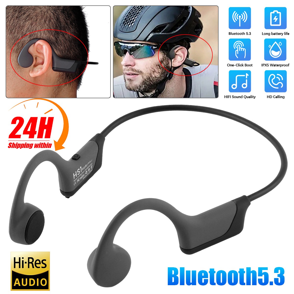 Bluetooth Headphones Neck hanging Headphones 5.3 Outdoor Sport Wireless Earbuds