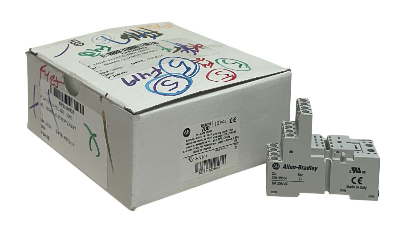 5 ALLEN BRADLEY 700-HN104 /D BULLETIN 700 RELAY SOCKETS 14-BLADE PLUG-IN NSMP