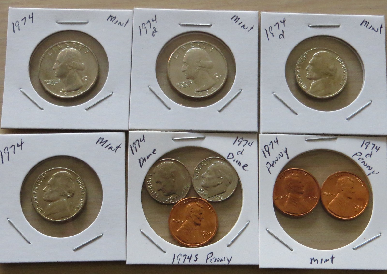 1974pd US mint coins (L38P7-12) PD Quarters, PD Dimes, PD Nickels, PDS Pennies