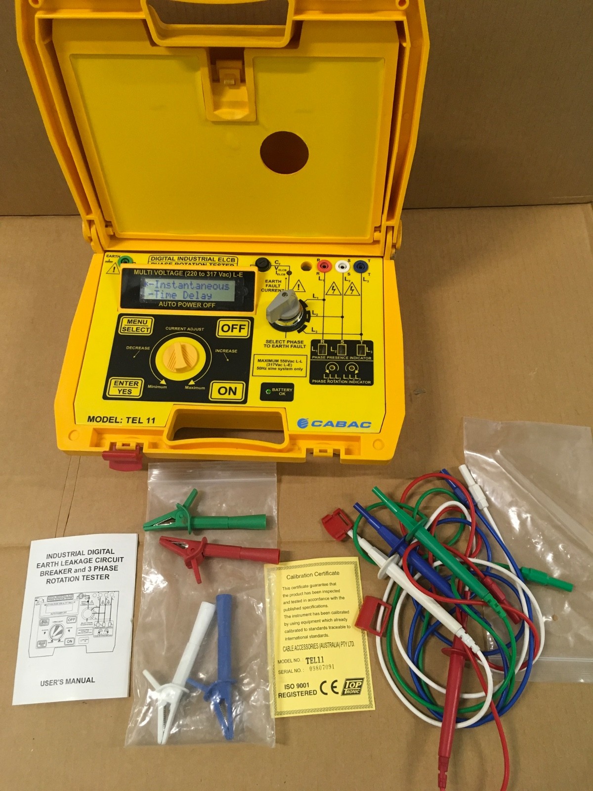 CABAC TEL11 Digital Industrial ELCB & 3 Phase Rotation Tester Kit AU