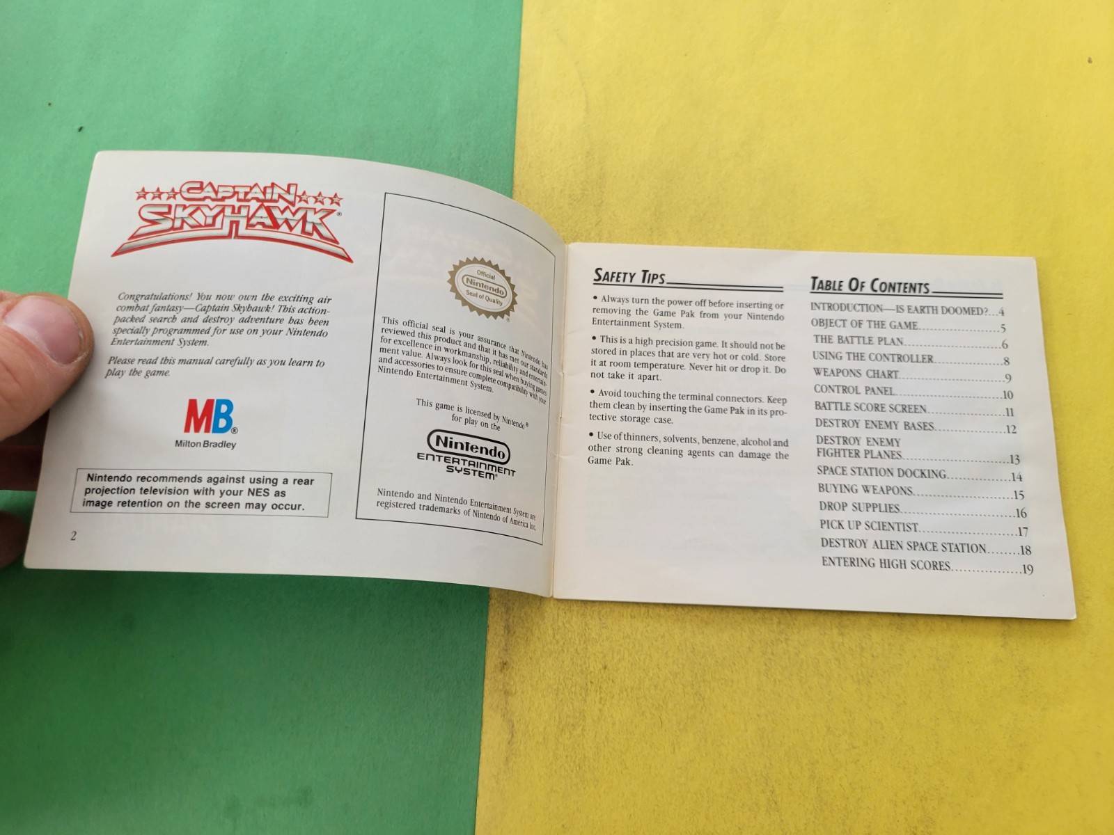 Captain Skyhawk Authentic Original NES Nintendo Manual Only