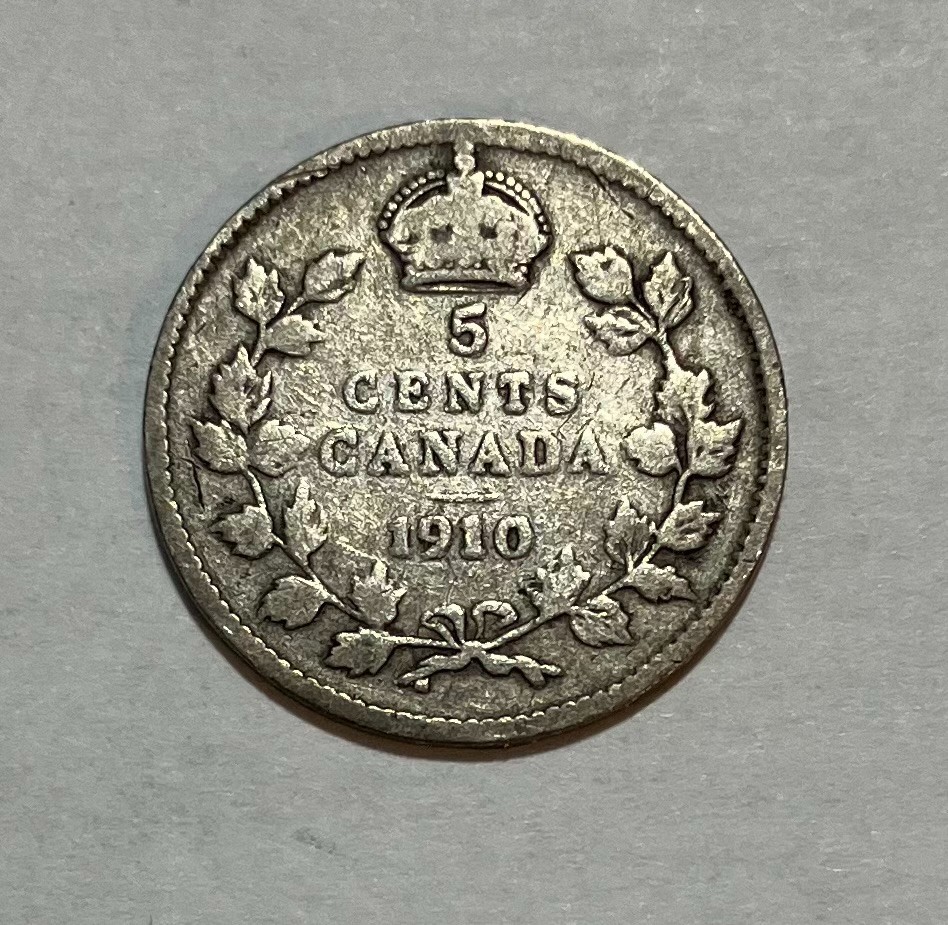 1910 Canada Silver 5 Cents