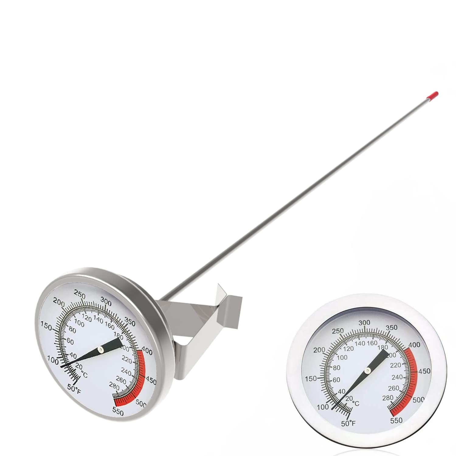 Stainless Steel Deep Fryer Thermometer with Pot Clip and 16 Inch Probe for Oven