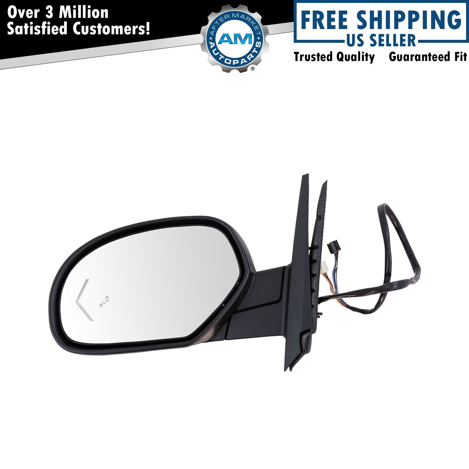 Mirror Power Folding Heated Signal Memory Blind Spot Puddle Black Left LH for GM