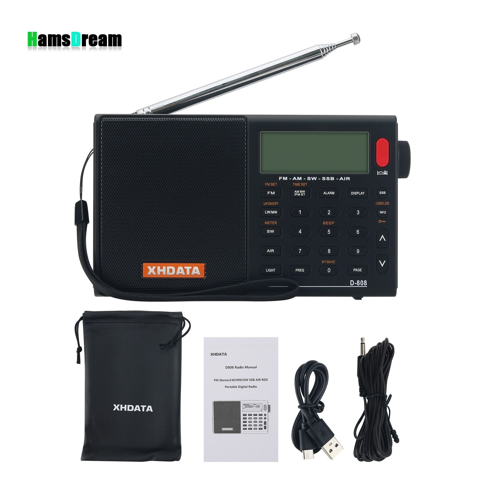 D-808 FM Stereo/LW/MW/SW-SSB AIR RDS Full Band Radio Type-C Interface + 2000mAh