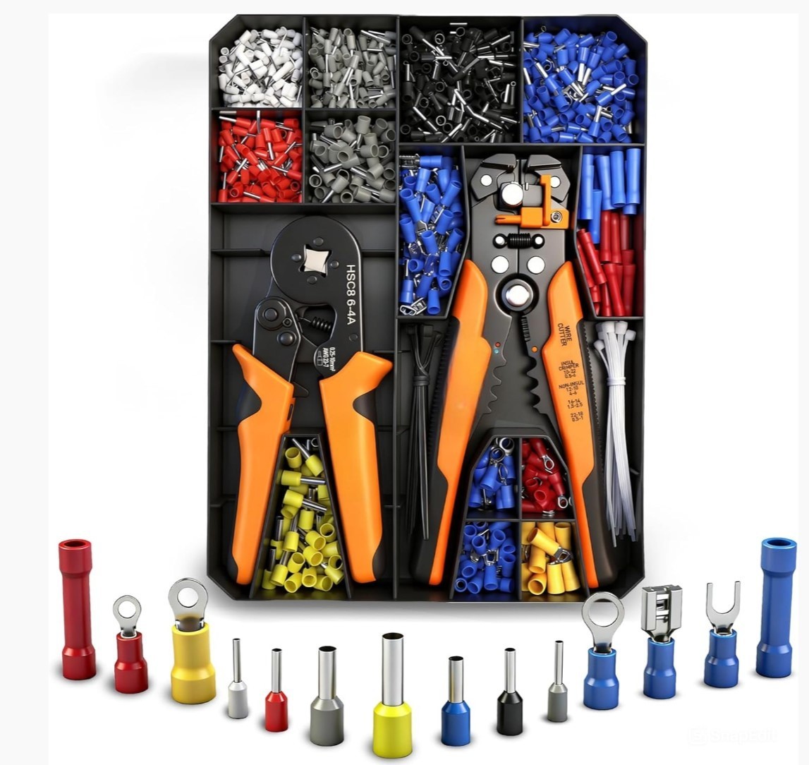 1188 Pcs Kit Crimpadora de Punteras Pelacables Automático AWG 23-7 0,25-10mm²
