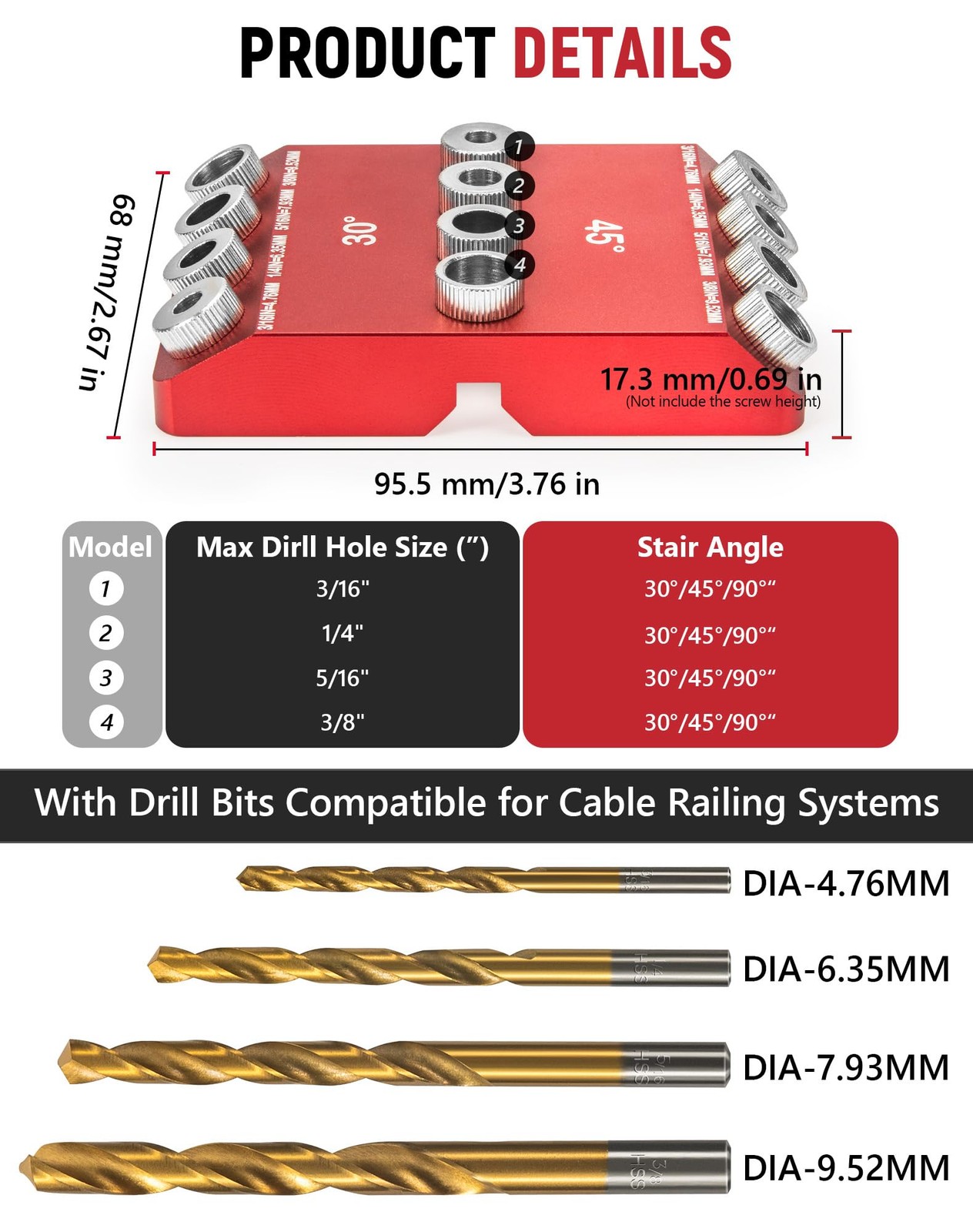30Â°45Â°90Â° Angle Drill Guide Jig for hand drill, Portable angle drill guide...