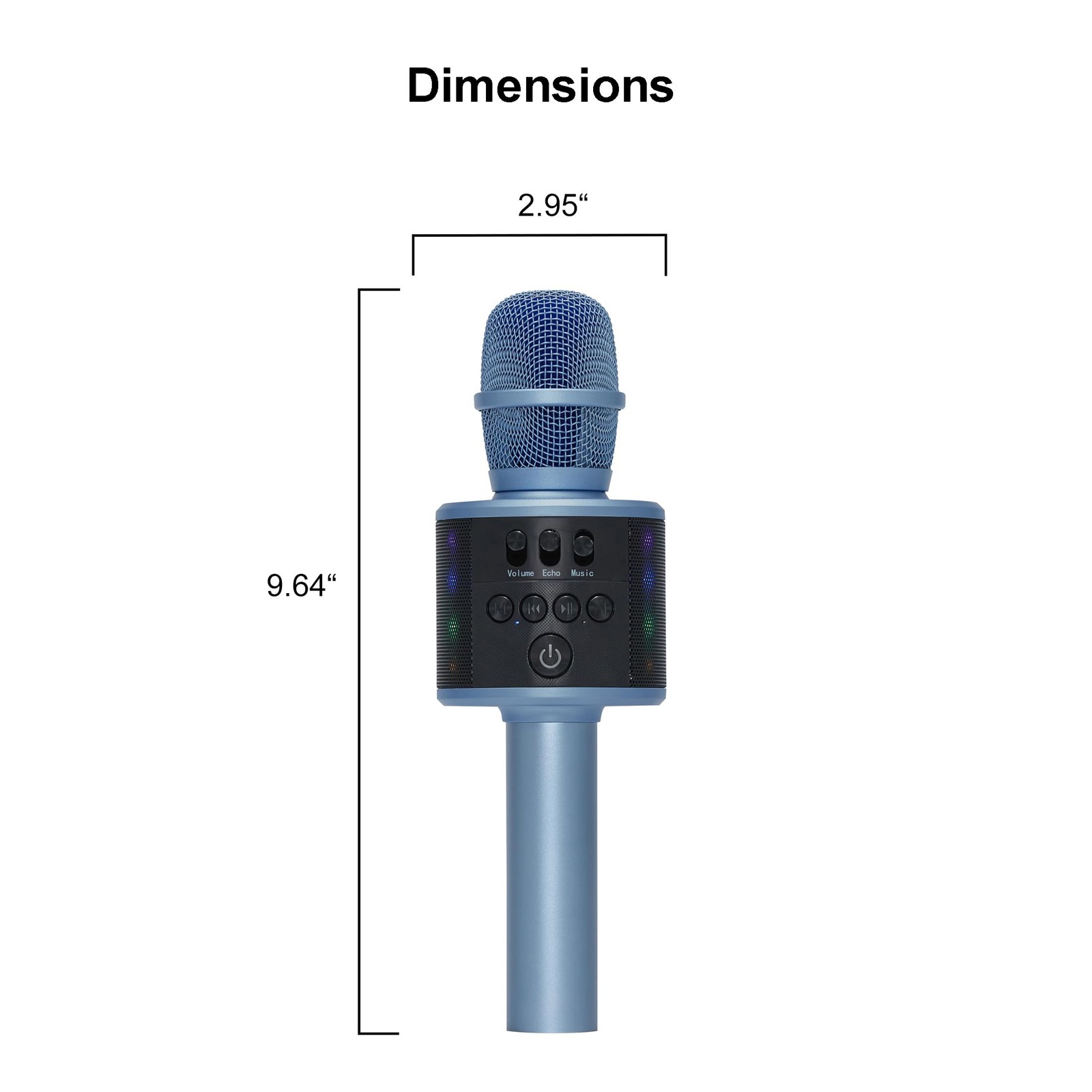 Core Innovations Wireless Bluetooth Karaoke Microphone with Builtin Speaker|Blue