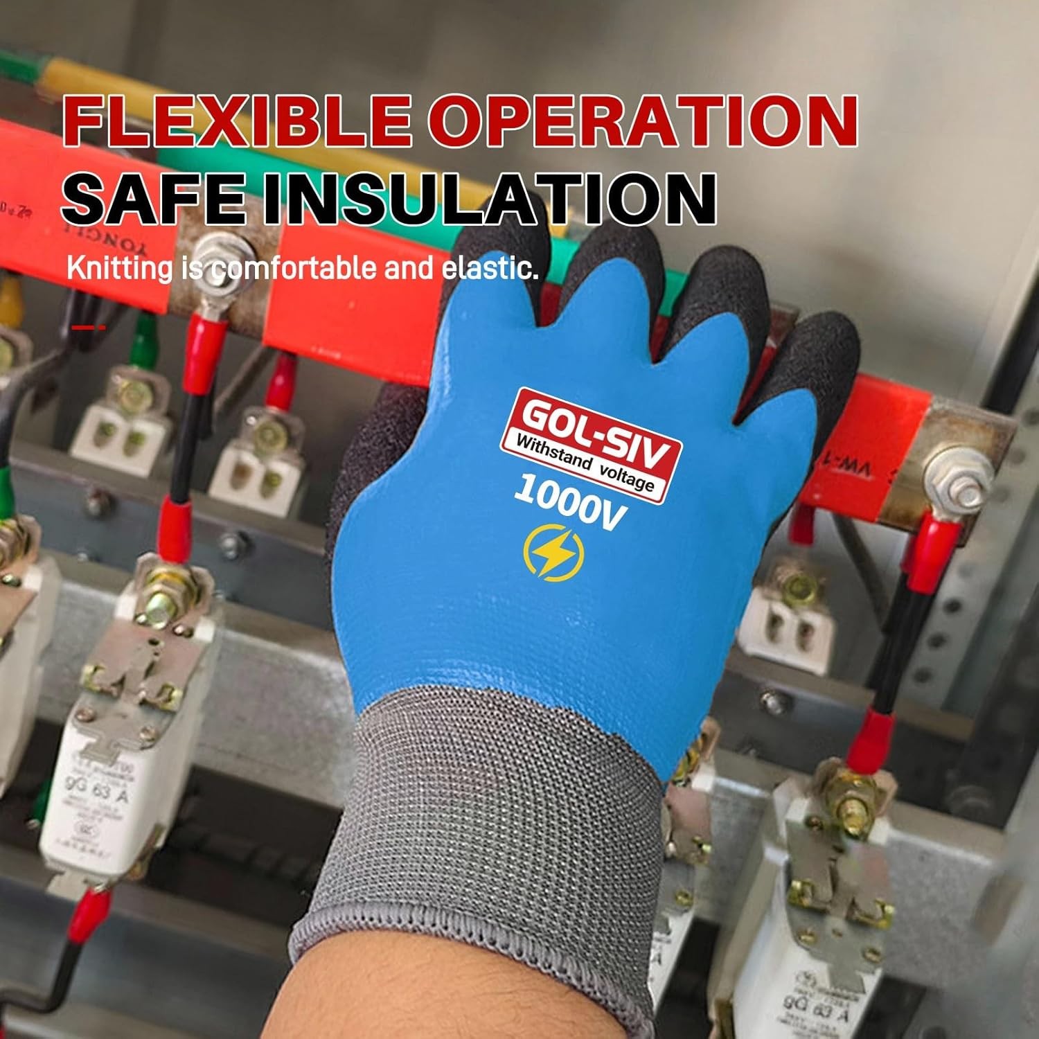 Electrician Gloves 1000V High Voltage,ASTM D120 Certified & Double Insulated
