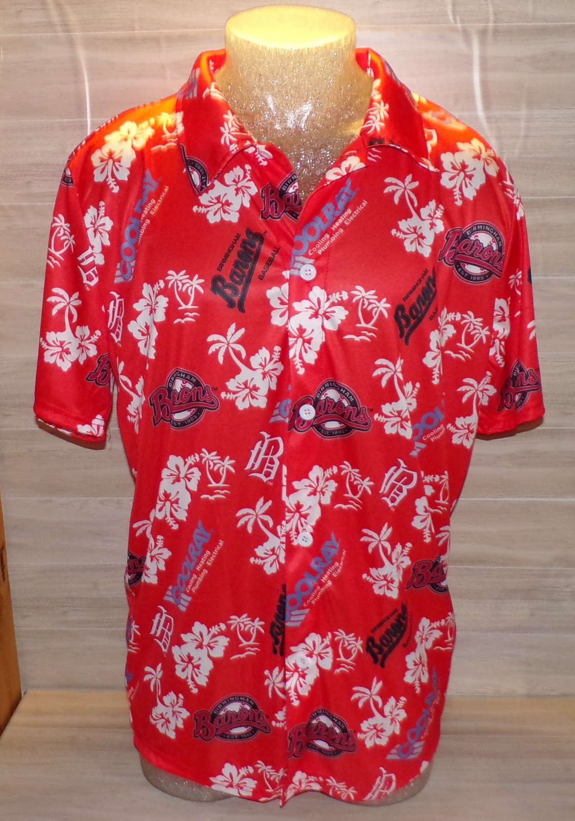 MLB BASEBALL PROMO BIRMINGHAM BARONS HAWAIIAN BUTTON DOWN SHIRT XL EXTRA LARGE