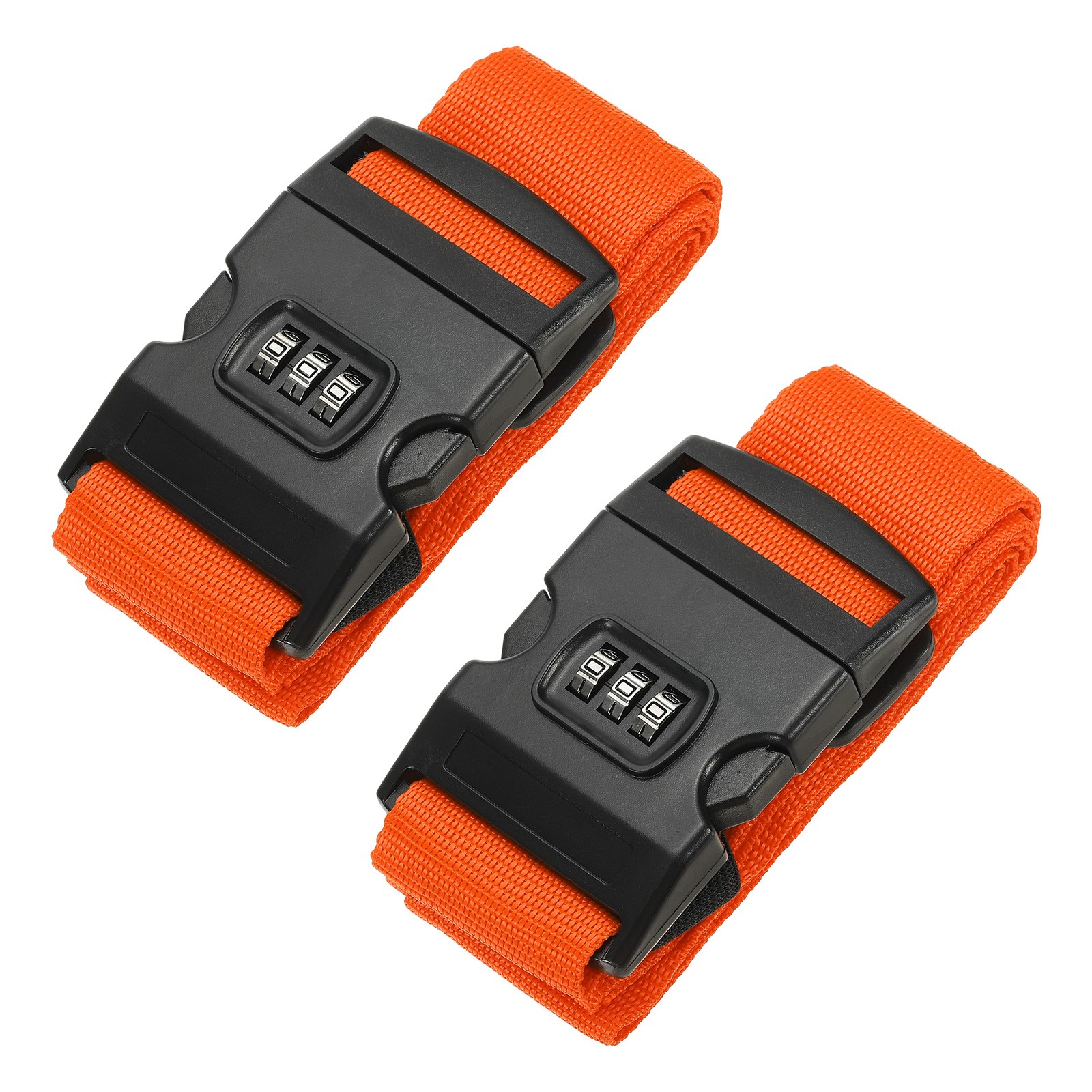 2Pcs Luggage Straps with Combination Lock TSA Approved Orange