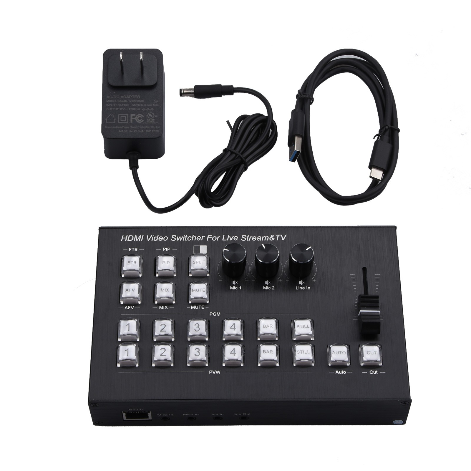 4K Video Switcher 4 HDMI Camera Streaming Live Production Broadcasting Station