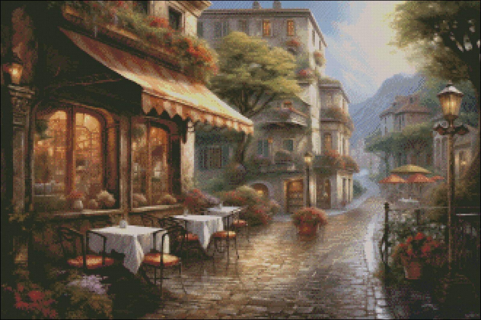 Italian Cafe 2 - DIY Chart Counted Cross Stitch Patterns Needlework DMC Color