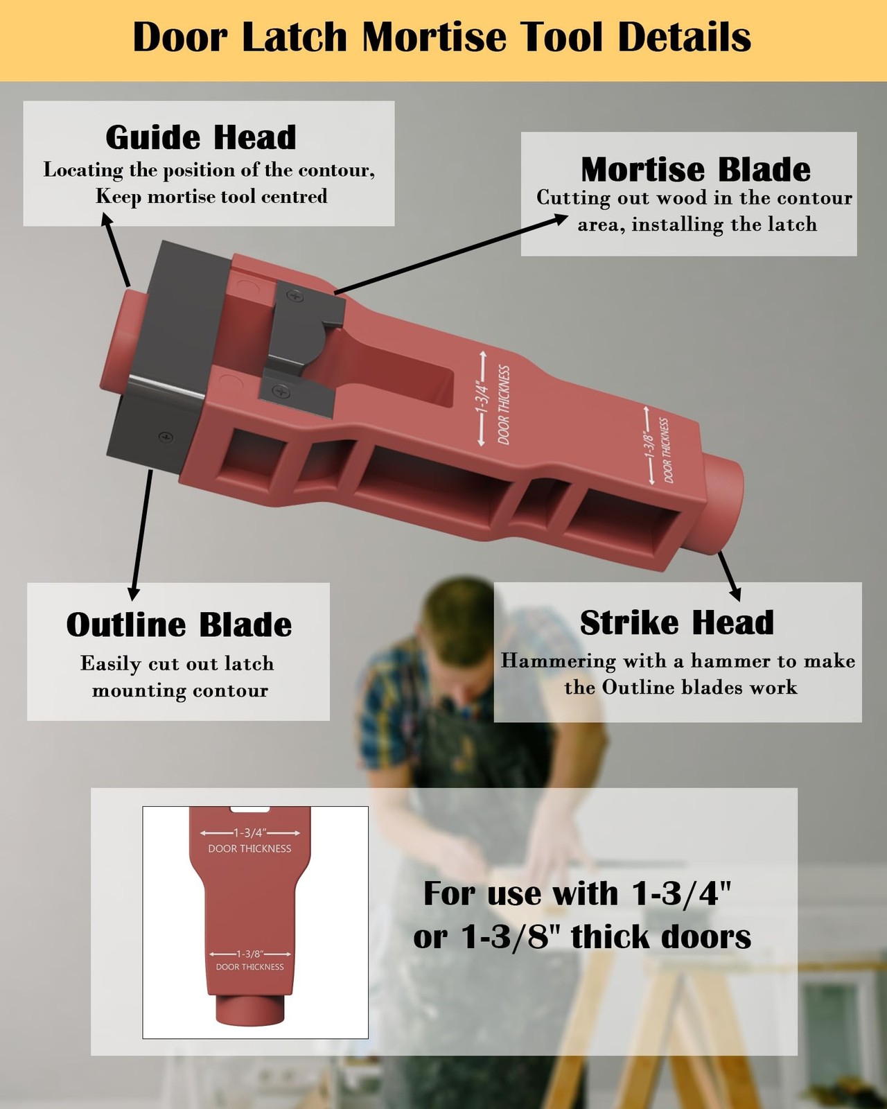 Door Latch Mortise Tool, Door Latch Installation Kit Help Remove Material to ...