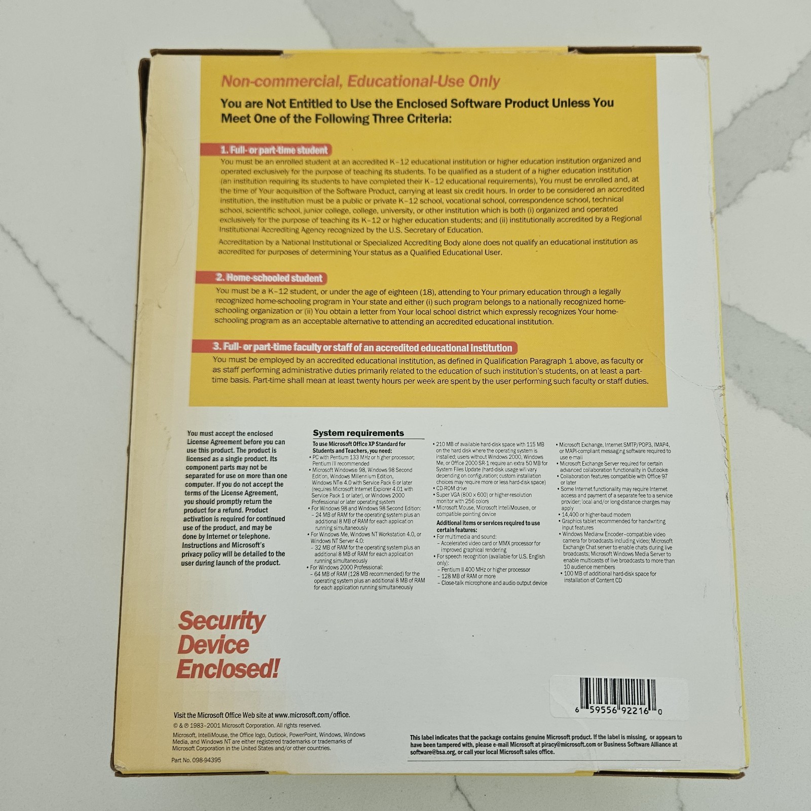 Microsoft Office XP Standard 2002 for Students and Teachers w/ CD & Key