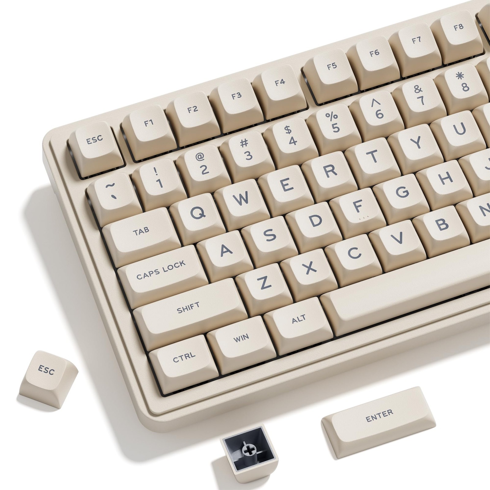 XVX Creamy PBT Keycaps -Tofu Block Themed 132 Keys MDA Profile Doubleshot Key...