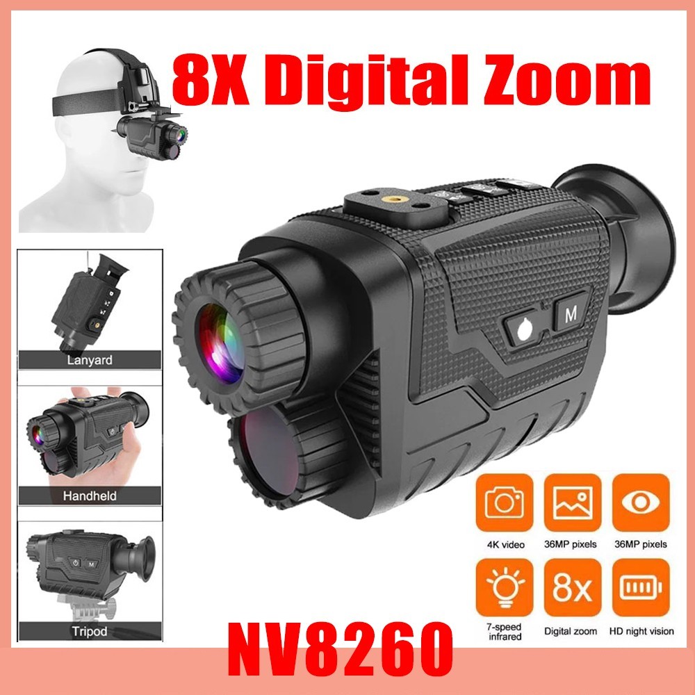 NV8260 Head Mount 4K Monocular Device 400M Infrared Night Vision Hunting Camera