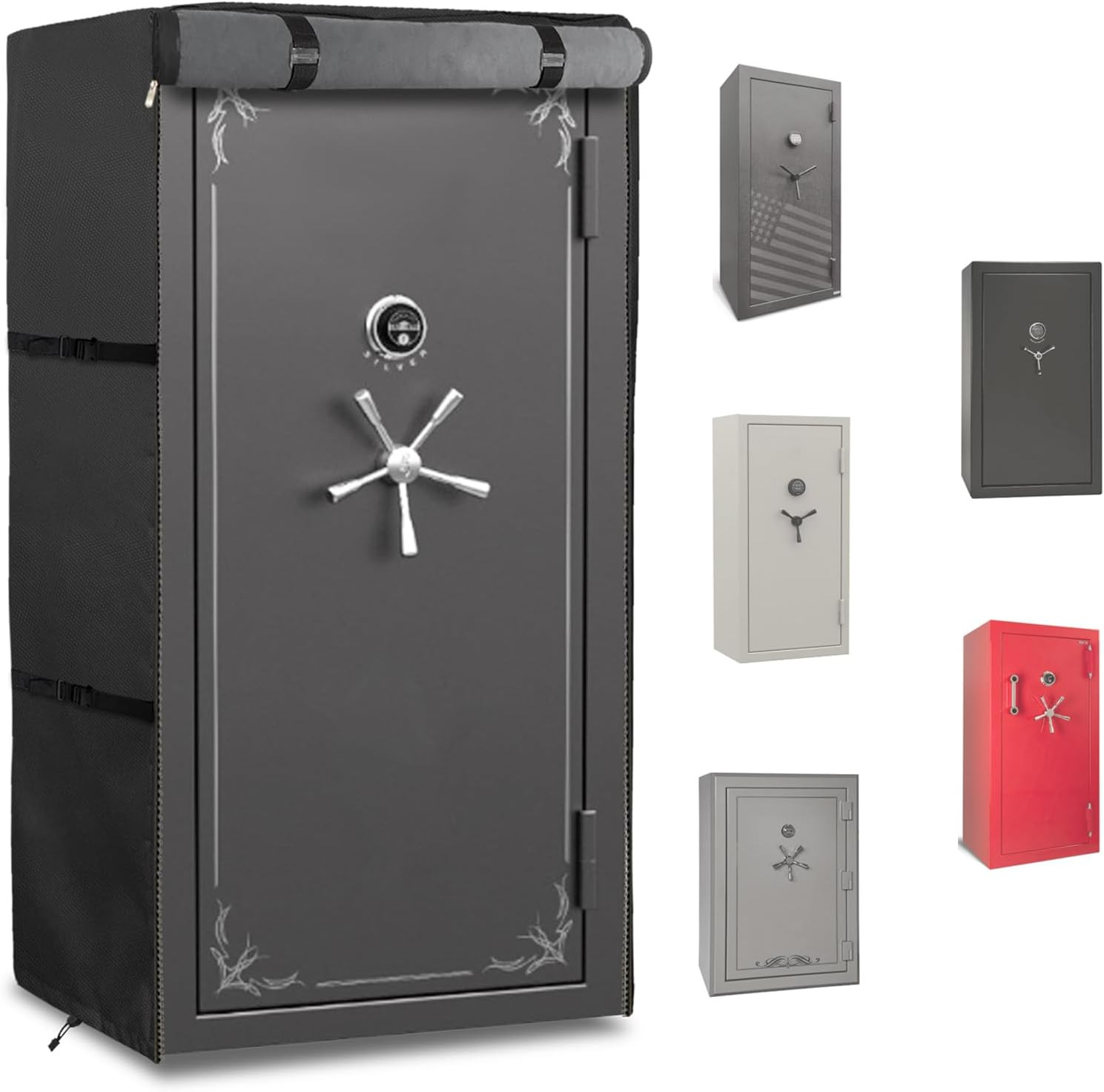Heavy Duty 600D Waterproof Dustproof Gun Safe Cover for Rifles and Pistols, Grey