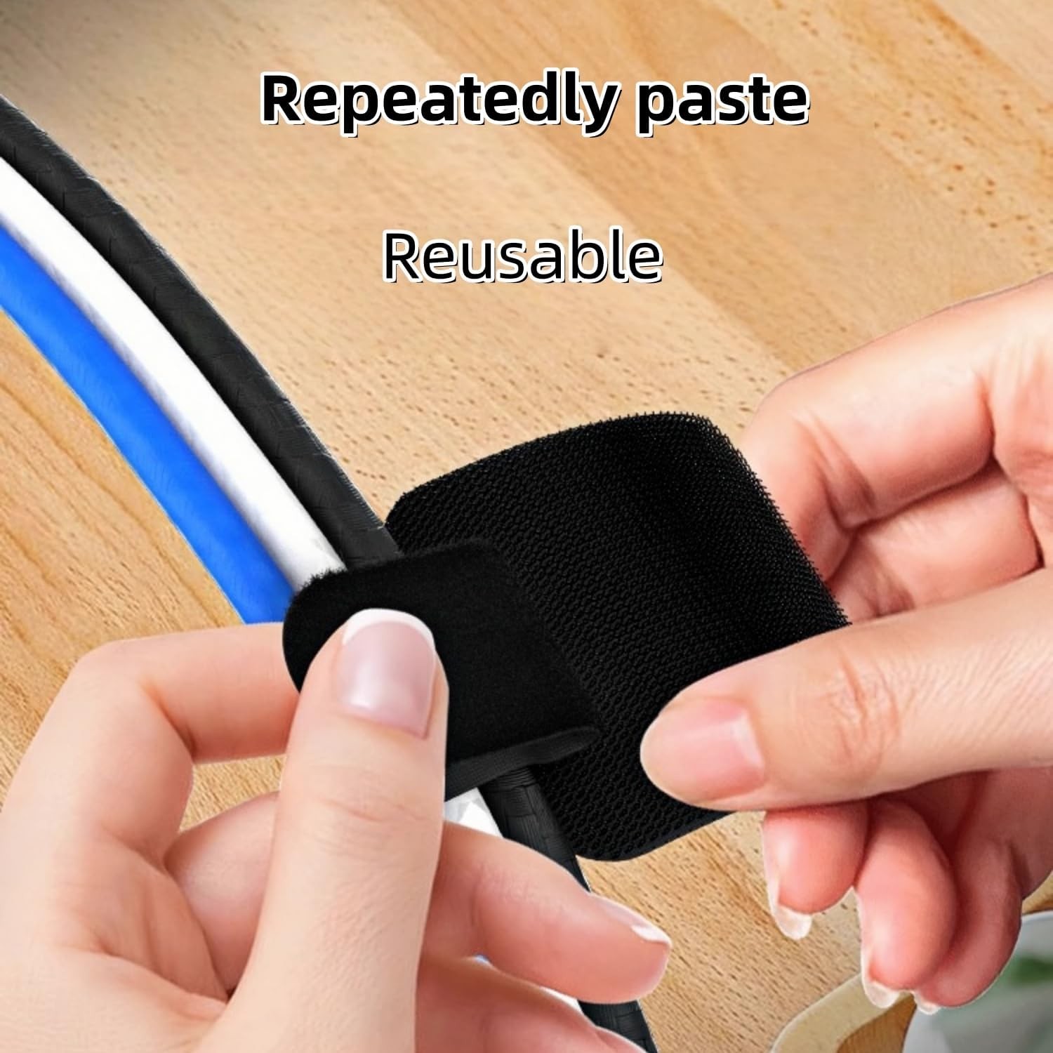 Self Adhesive Wire Ties 100pk, Black Cords