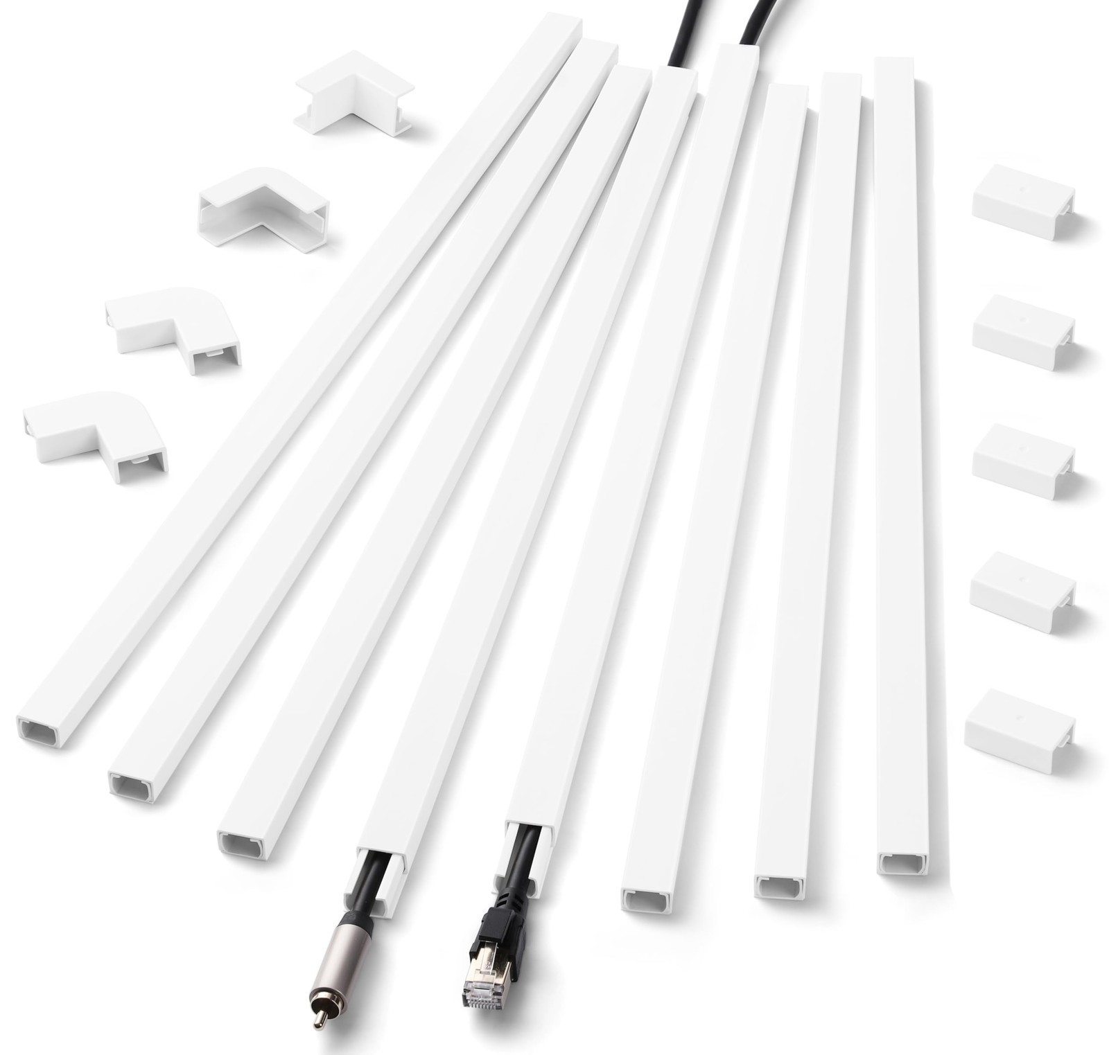 Cord Hider Wall for One Cord, 136in Covers S - 136'' (8 x L17''), White
