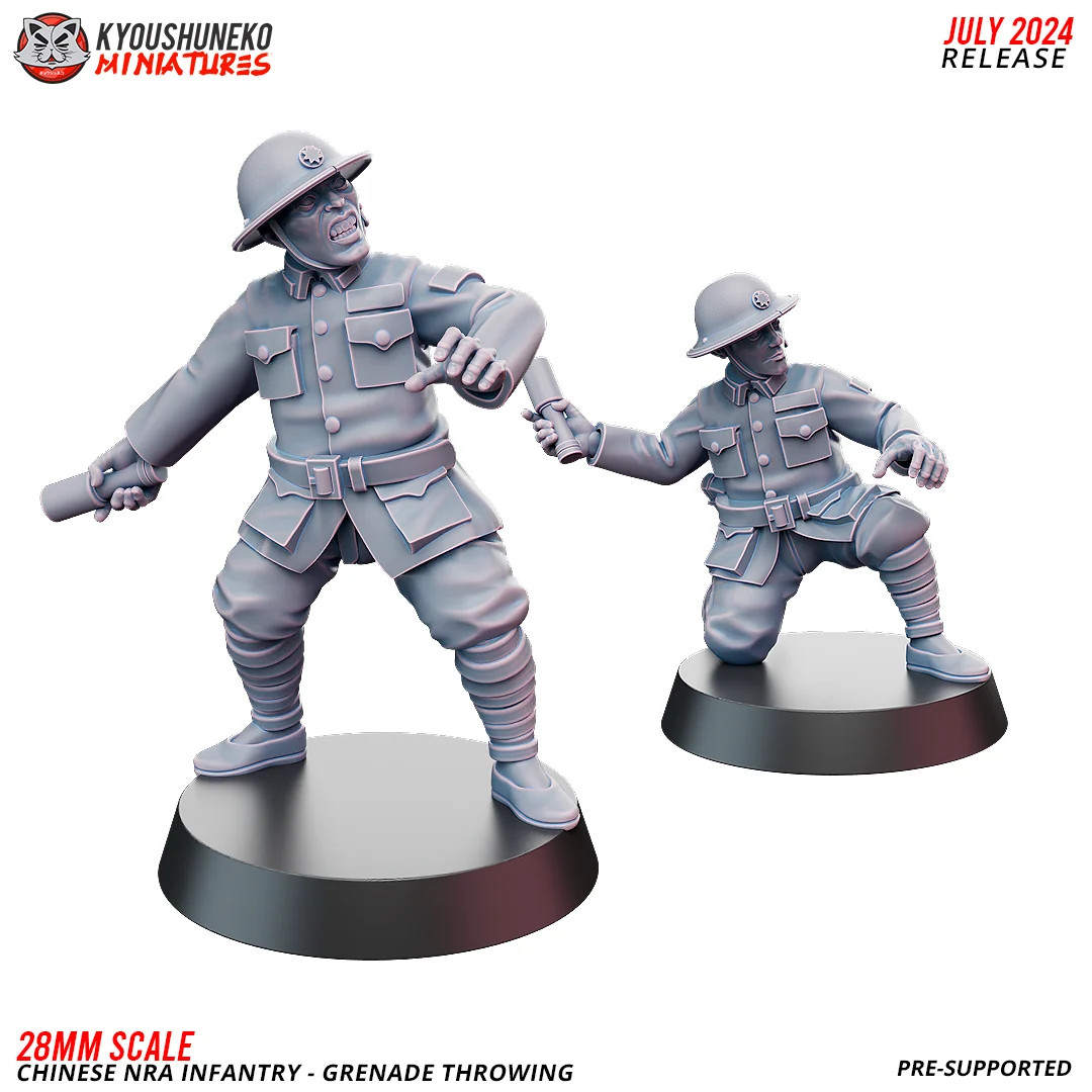 Chinese NRA Infantry - Grenade Throwing Team - 15-54mm Resin Tabletop Miniature