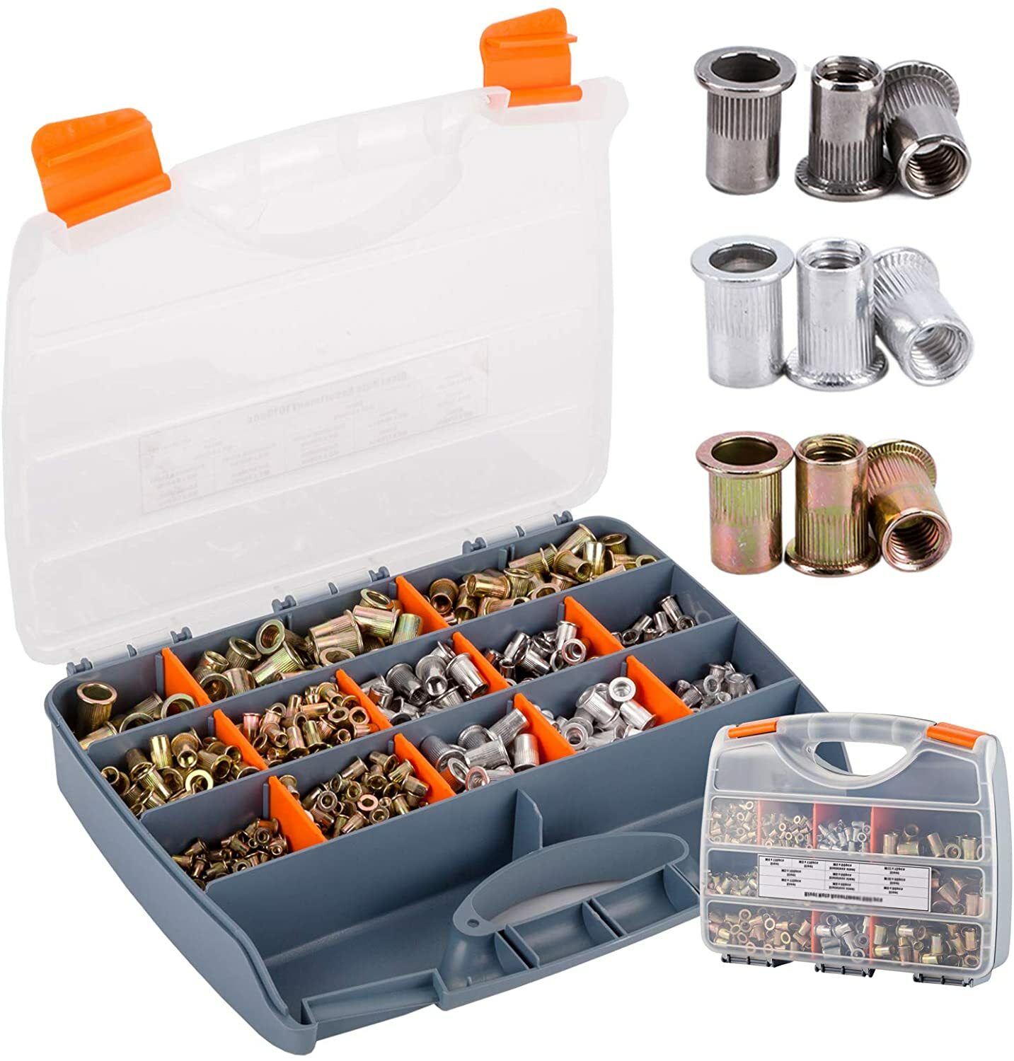 1260pc Riveter Gun Auto Rivet Tool Stainless Steel Nuts Insert Tools Mandrel Kit