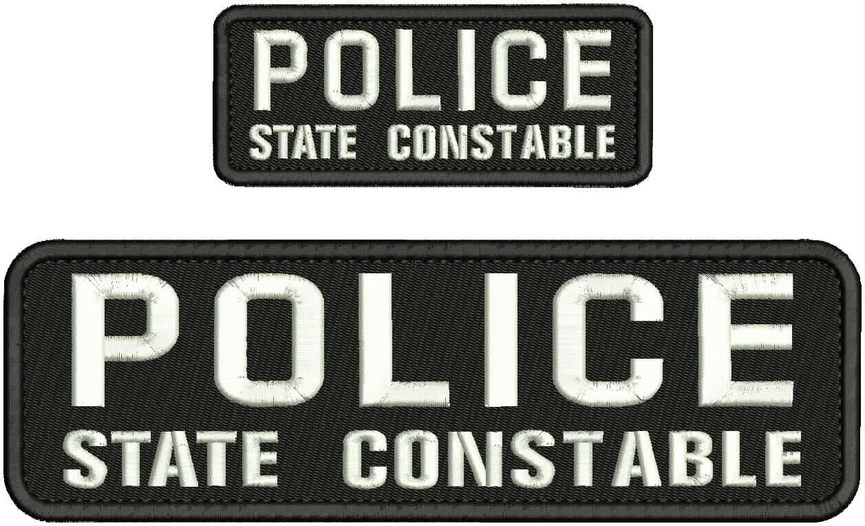 POLICE STATE CONSTABLE embroidery Patch 3x10 & 2x5 hook on back white on black