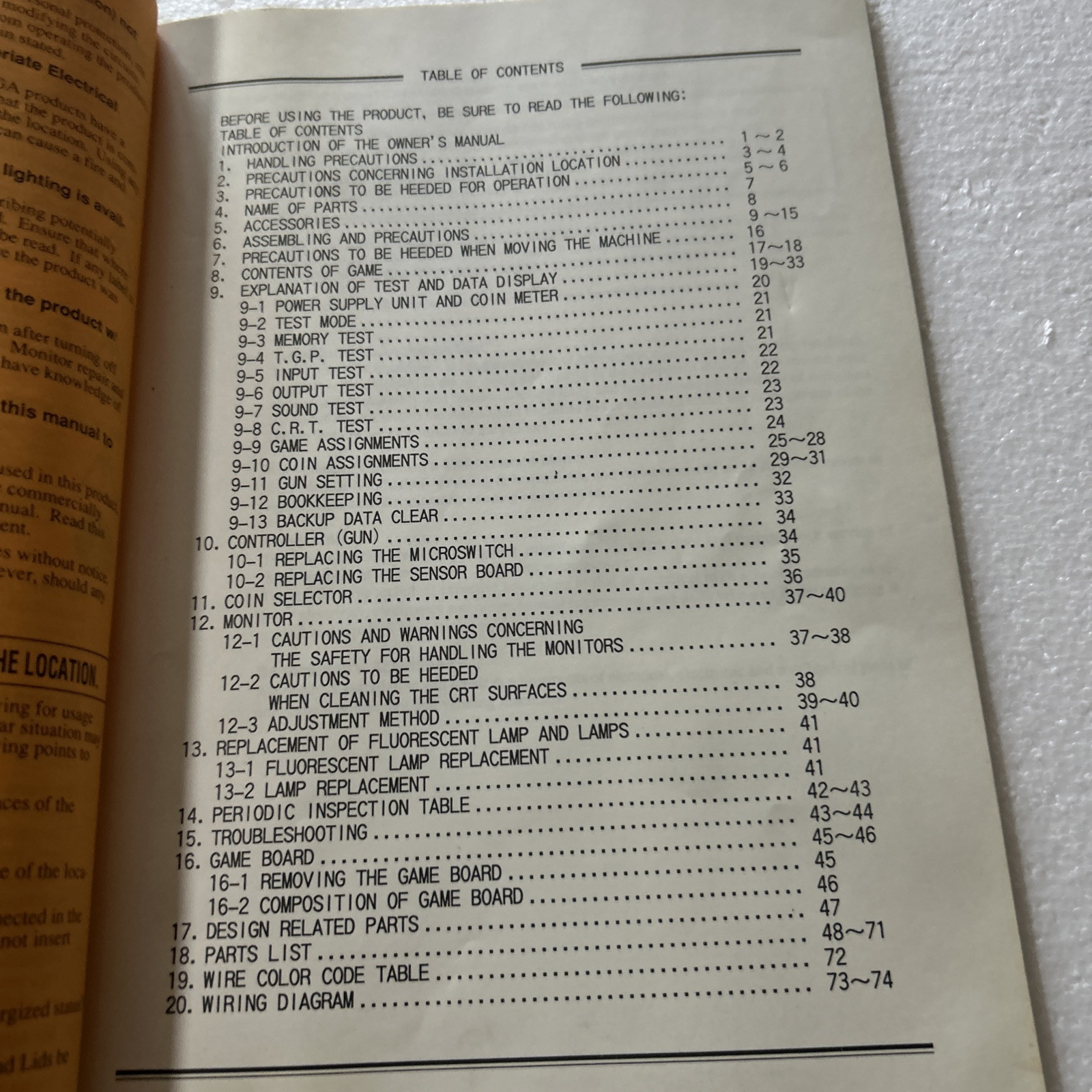 Original Factory House Of The Dead Sega Arcade Video Game Manual