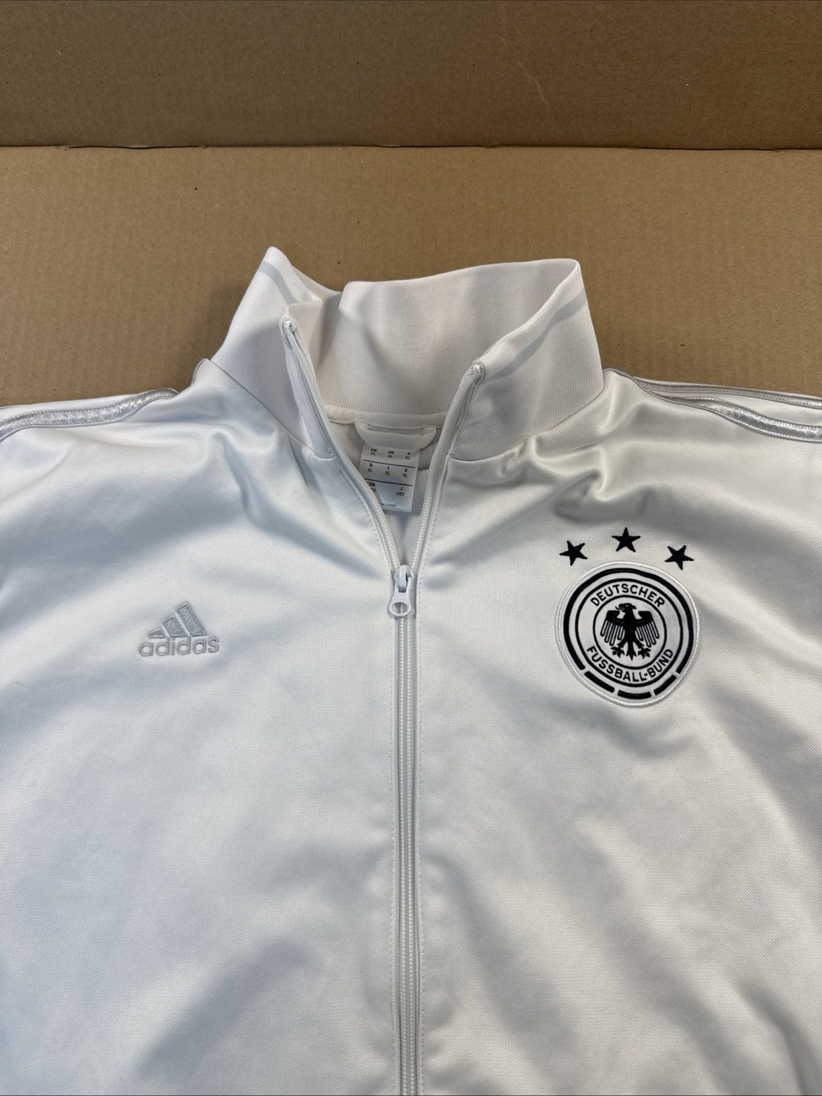 Adidas Track Jacket Mens XL Deutscher Fussball Bund White Full Zip Deutschland