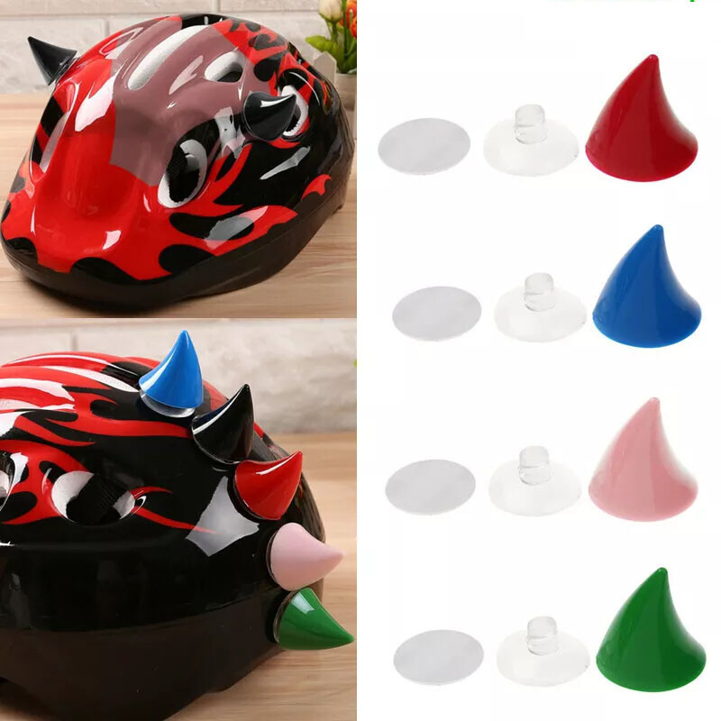 2Pcs Rubber Motorcycle Helmet Devil Horn with Suction Cups Decor Headwear